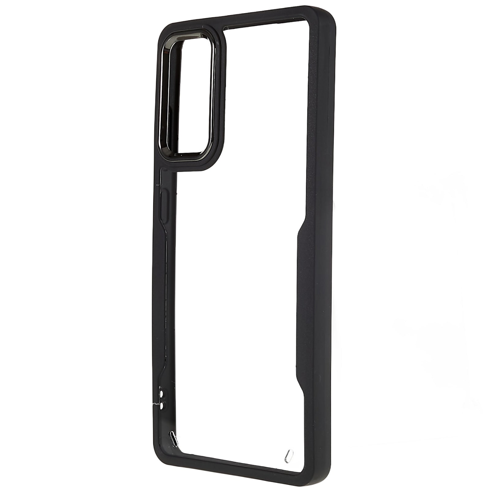 For Samsung Galaxy S20 FE 4G / FE 5G / S20 Lite / S20 FE 2022 Clear Case Soft TPU Hard Acrylic Drop Protective Phone Cover with Electroplating Lens Frame - Black