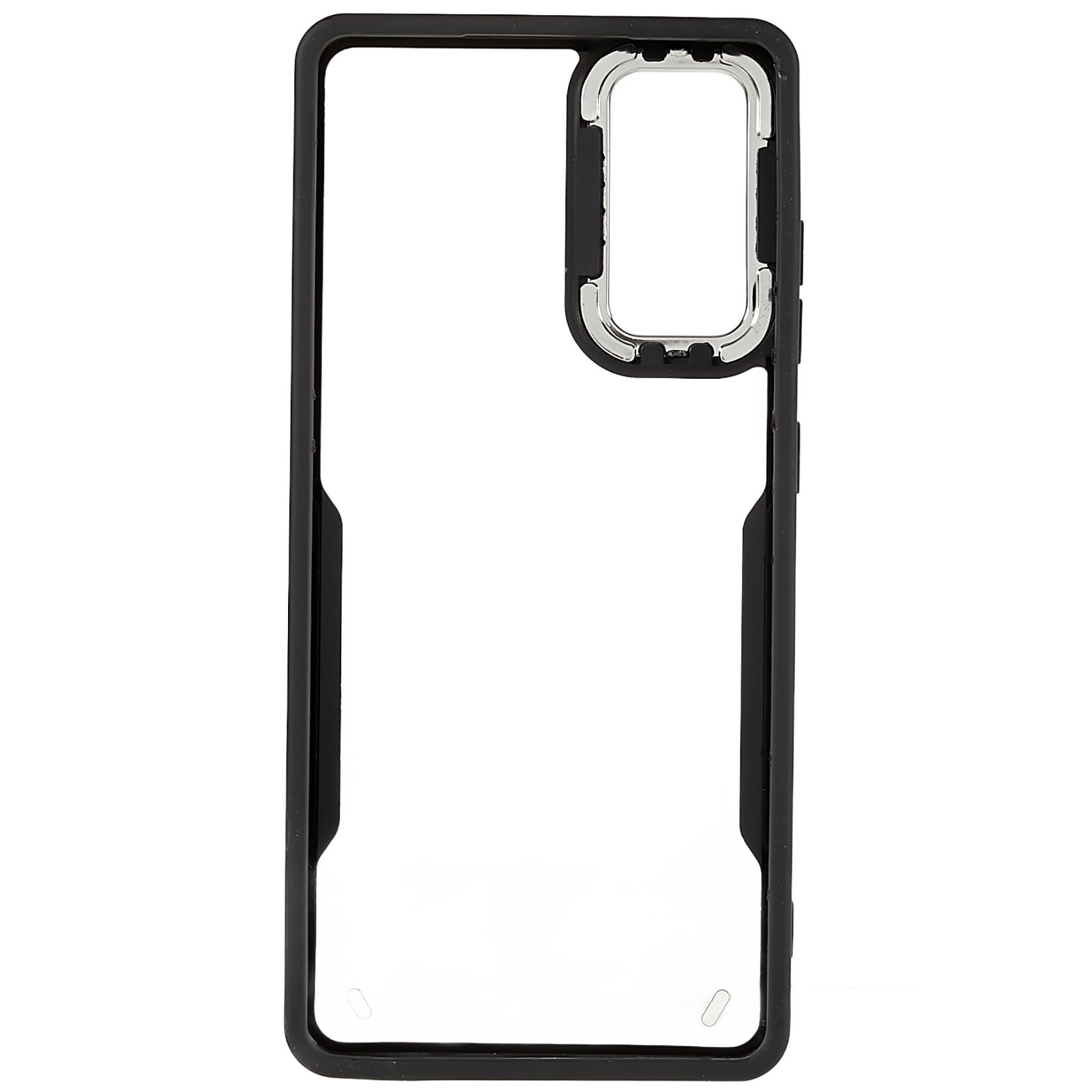 For Samsung Galaxy S20 FE 4G / FE 5G / S20 Lite / S20 FE 2022 Clear Case Soft TPU Hard Acrylic Drop Protective Phone Cover with Electroplating Lens Frame - Black