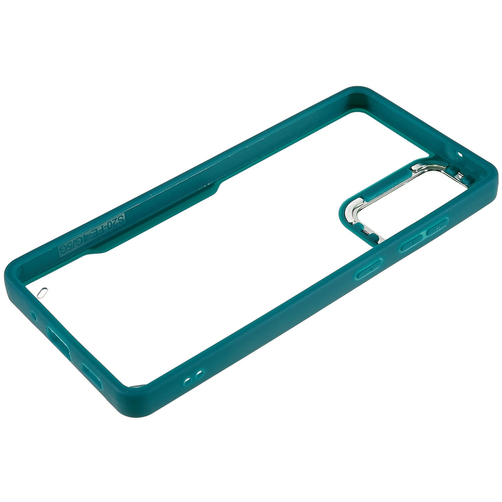 For Samsung Galaxy S20 FE 4G / FE 5G / S20 Lite / S20 FE 2022 Clear Case Soft TPU Hard Acrylic Drop Protective Phone Cover with Electroplating Lens Frame - Green