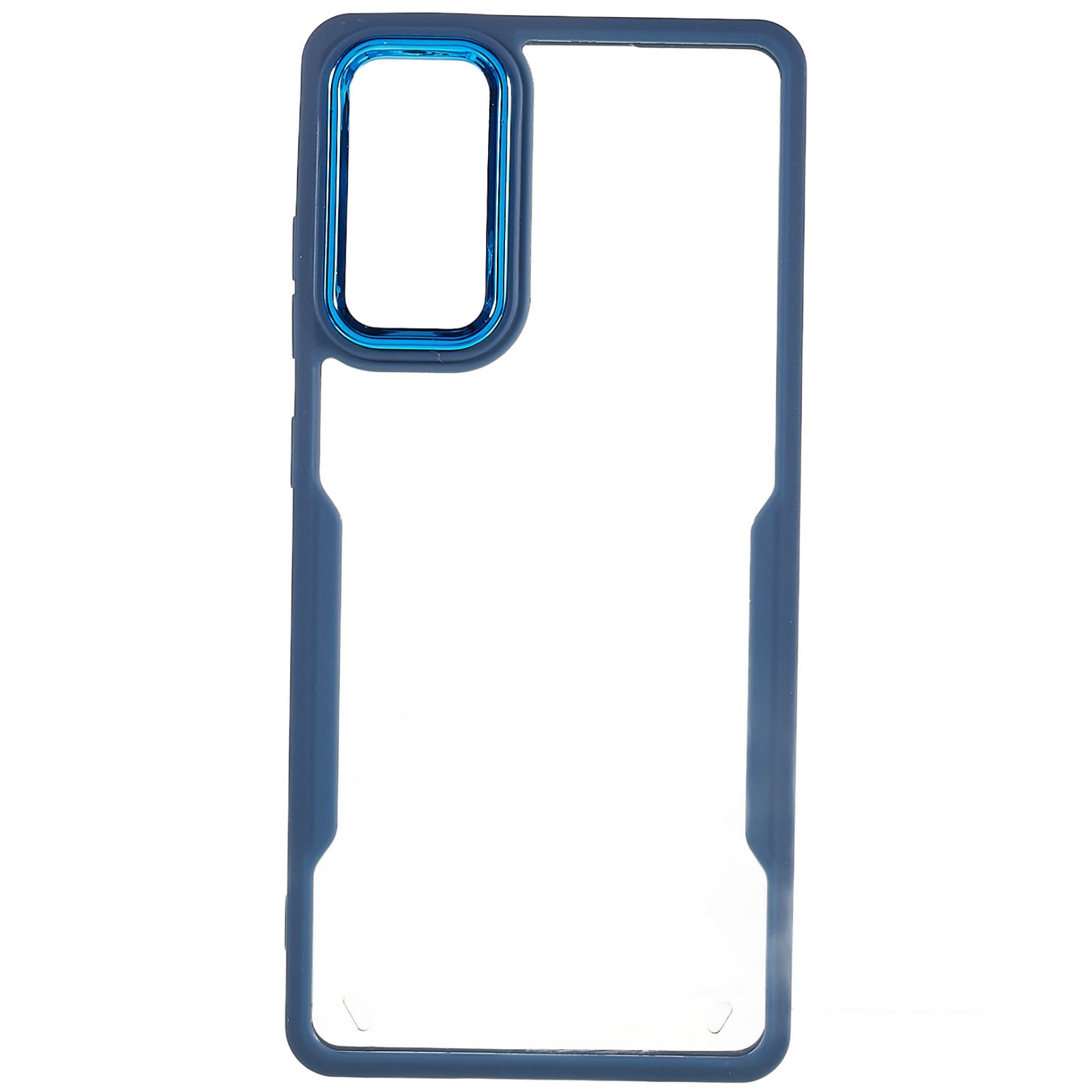 For Samsung Galaxy S20 FE 4G / FE 5G / S20 Lite / S20 FE 2022 Clear Case Soft TPU Hard Acrylic Drop Protective Phone Cover with Electroplating Lens Frame - Blue