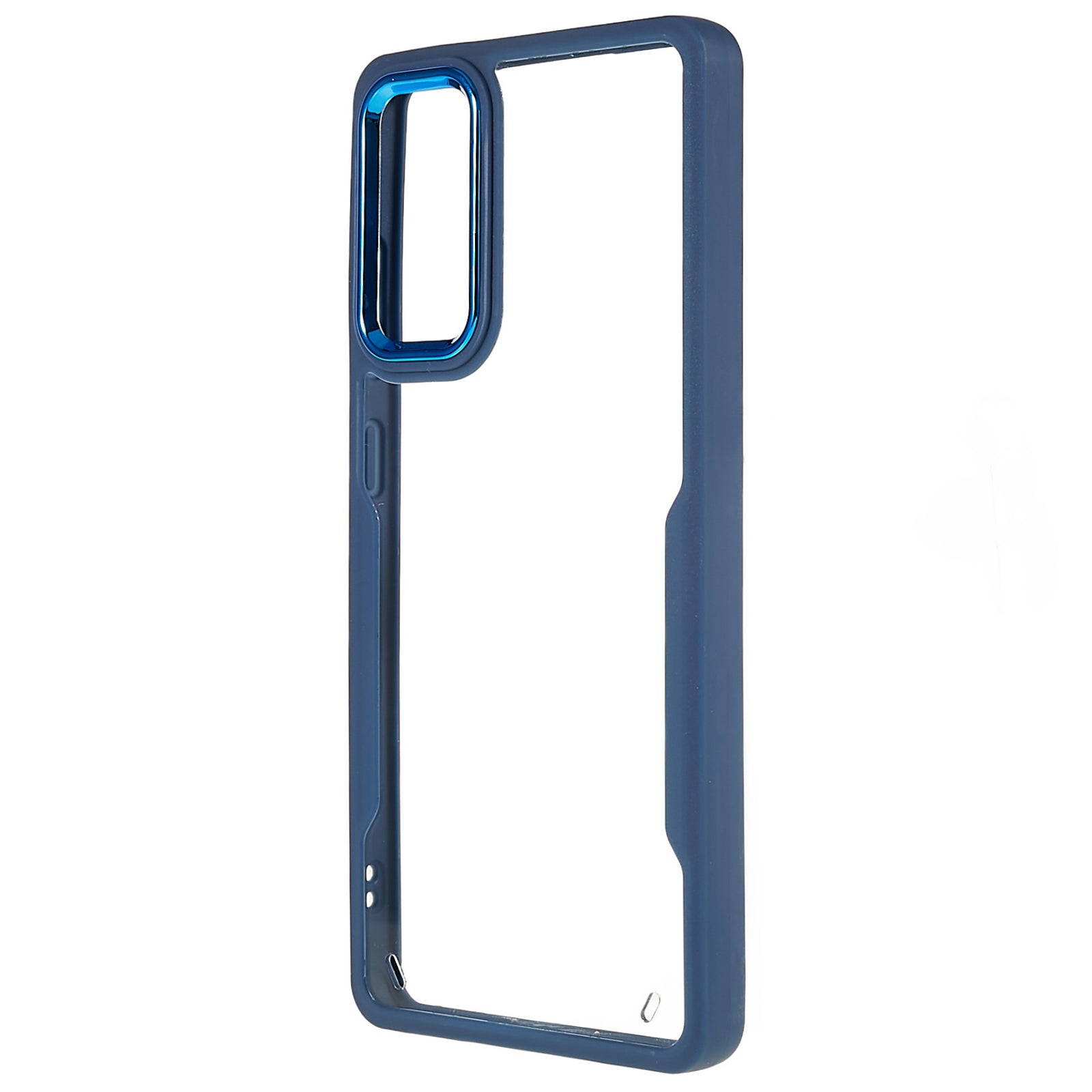 For Samsung Galaxy S20 FE 4G / FE 5G / S20 Lite / S20 FE 2022 Clear Case Soft TPU Hard Acrylic Drop Protective Phone Cover with Electroplating Lens Frame - Blue