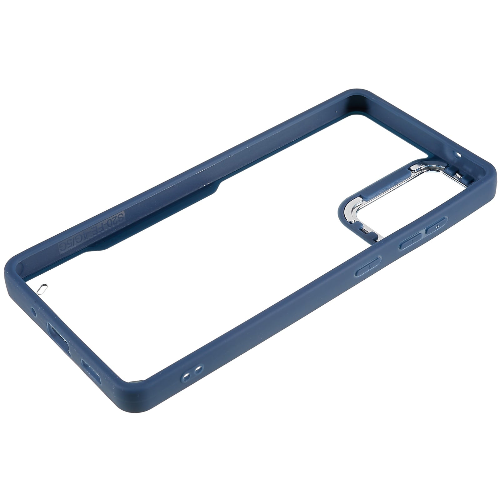 For Samsung Galaxy S20 FE 4G / FE 5G / S20 Lite / S20 FE 2022 Clear Case Soft TPU Hard Acrylic Drop Protective Phone Cover with Electroplating Lens Frame - Blue