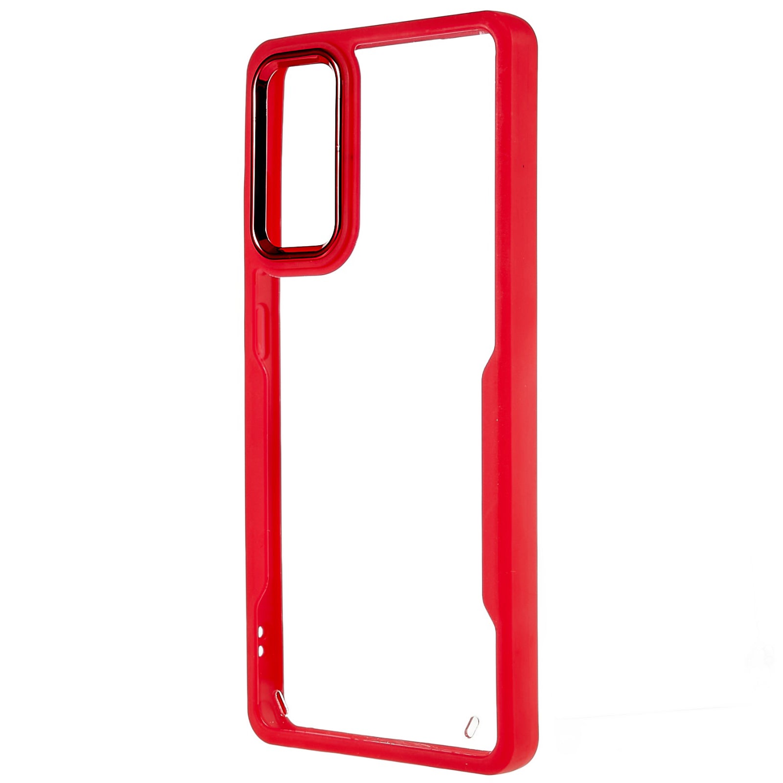 For Samsung Galaxy S20 FE 4G / FE 5G / S20 Lite / S20 FE 2022 Clear Case Soft TPU Hard Acrylic Drop Protective Phone Cover with Electroplating Lens Frame - Red