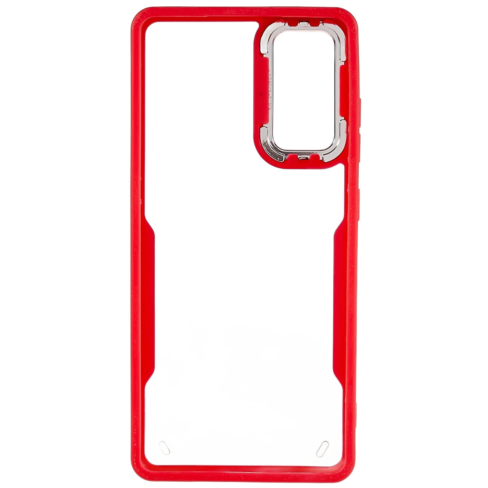 For Samsung Galaxy S20 FE 4G / FE 5G / S20 Lite / S20 FE 2022 Clear Case Soft TPU Hard Acrylic Drop Protective Phone Cover with Electroplating Lens Frame - Red