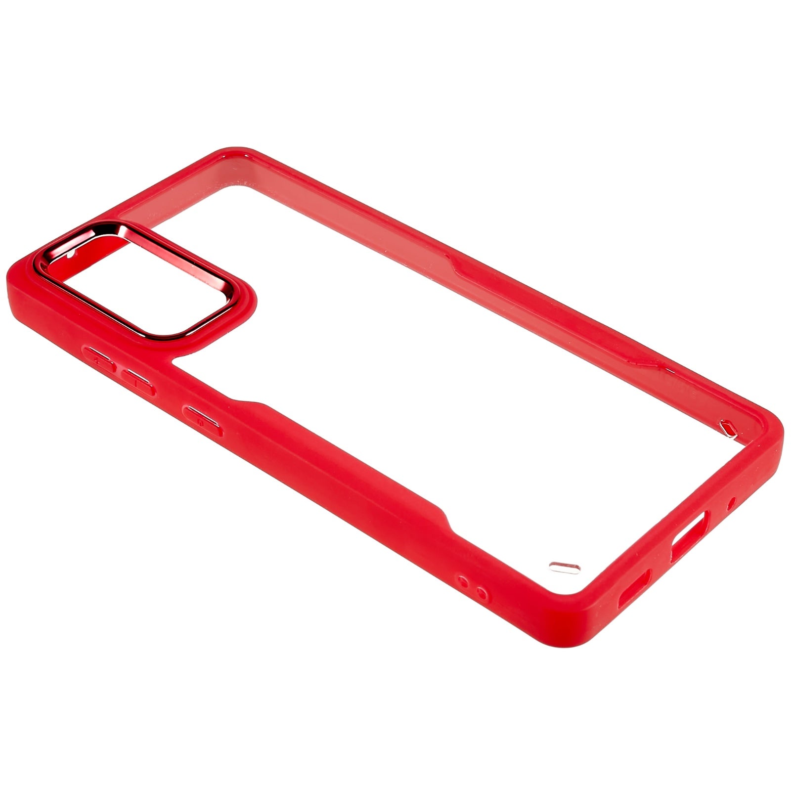 For Samsung Galaxy S20 FE 4G / FE 5G / S20 Lite / S20 FE 2022 Clear Case Soft TPU Hard Acrylic Drop Protective Phone Cover with Electroplating Lens Frame - Red