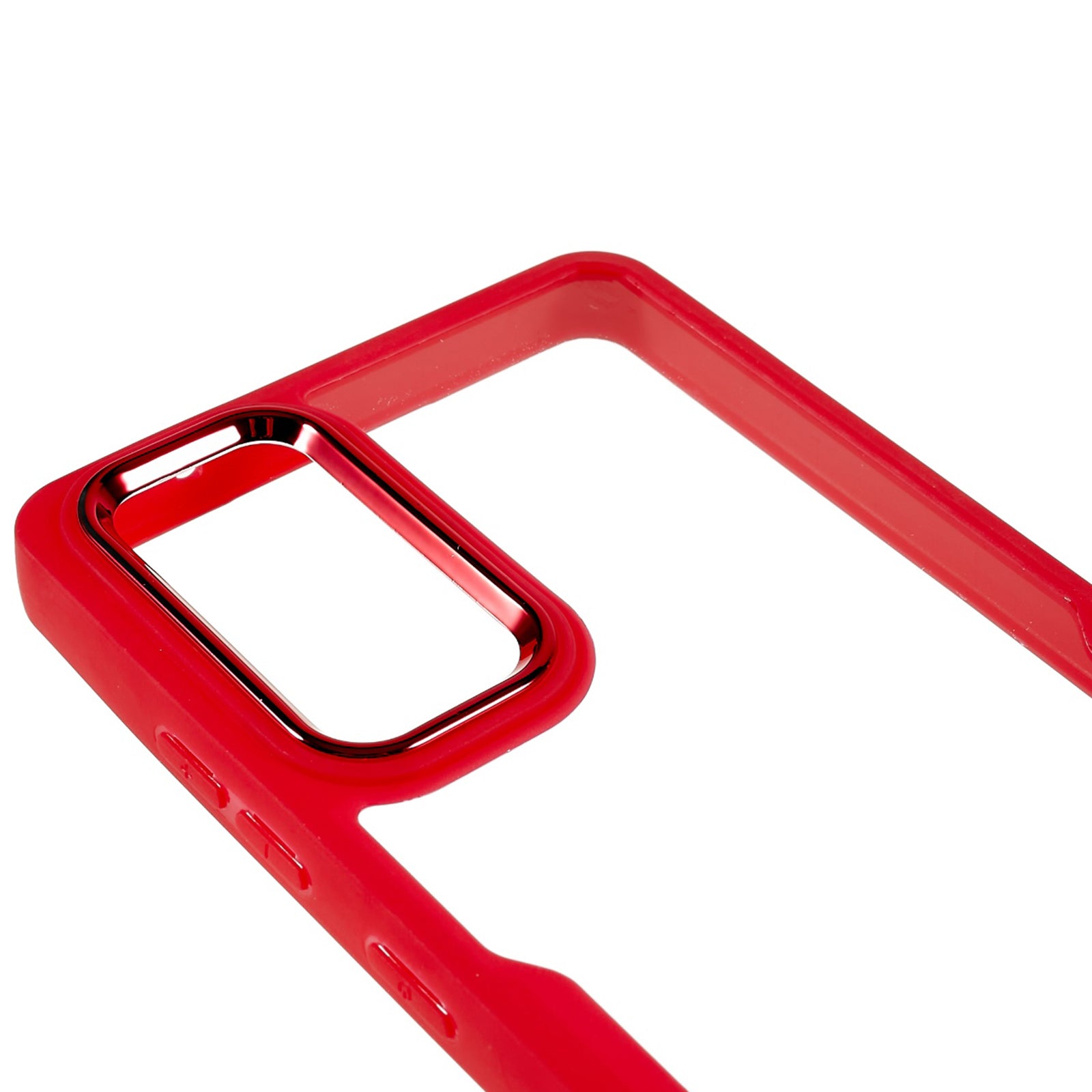 For Samsung Galaxy S20 FE 4G / FE 5G / S20 Lite / S20 FE 2022 Clear Case Soft TPU Hard Acrylic Drop Protective Phone Cover with Electroplating Lens Frame - Red