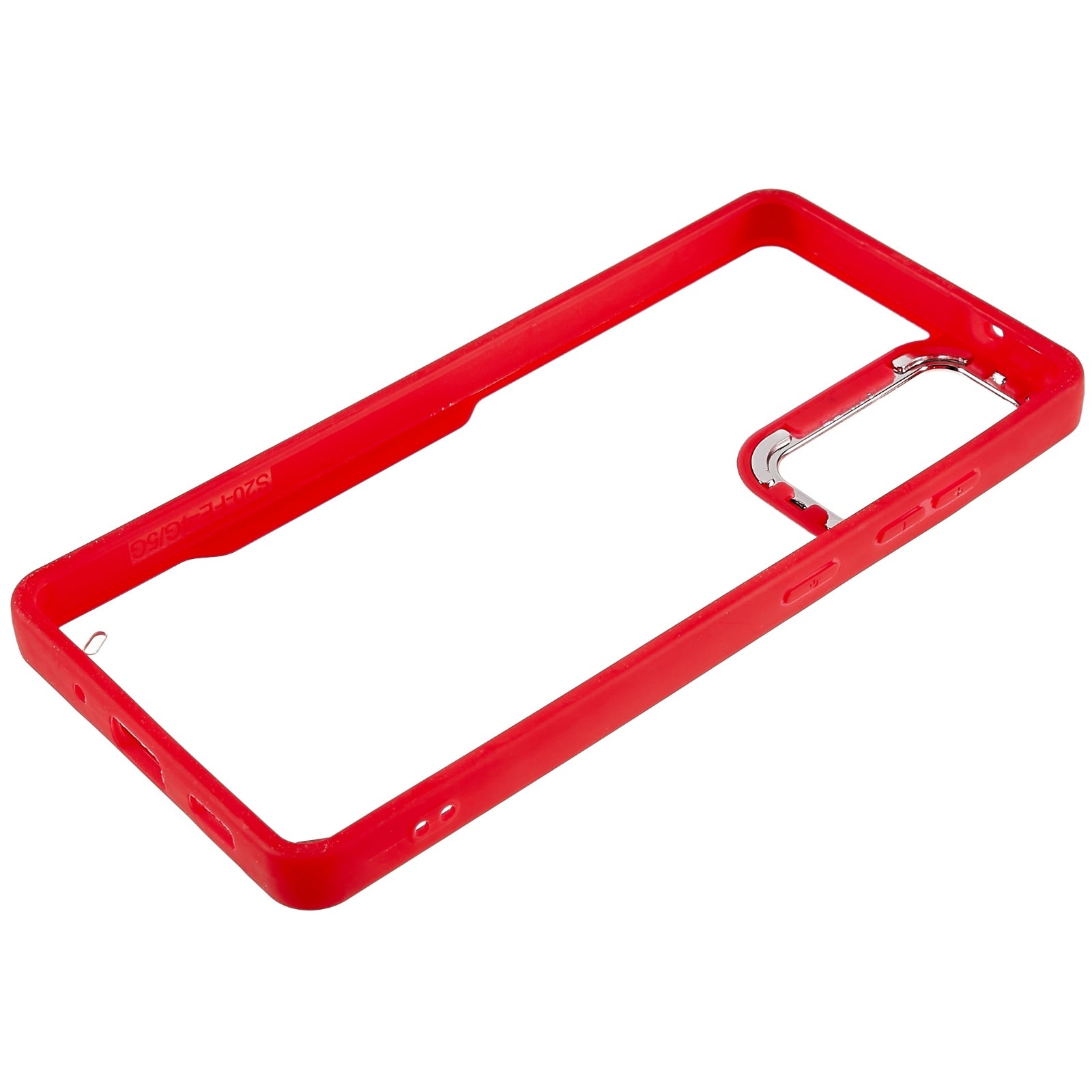 For Samsung Galaxy S20 FE 4G / FE 5G / S20 Lite / S20 FE 2022 Clear Case Soft TPU Hard Acrylic Drop Protective Phone Cover with Electroplating Lens Frame - Red