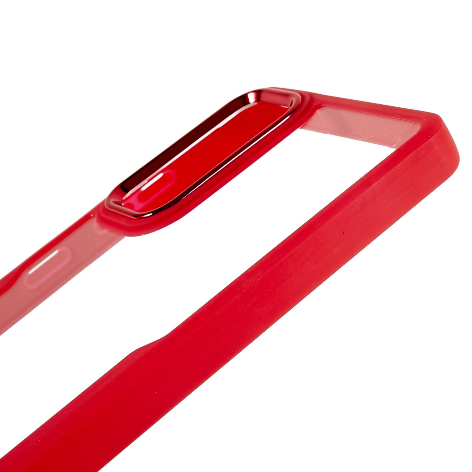 For Samsung Galaxy S20 FE 4G / FE 5G / S20 Lite / S20 FE 2022 Clear Case Soft TPU Hard Acrylic Drop Protective Phone Cover with Electroplating Lens Frame - Red