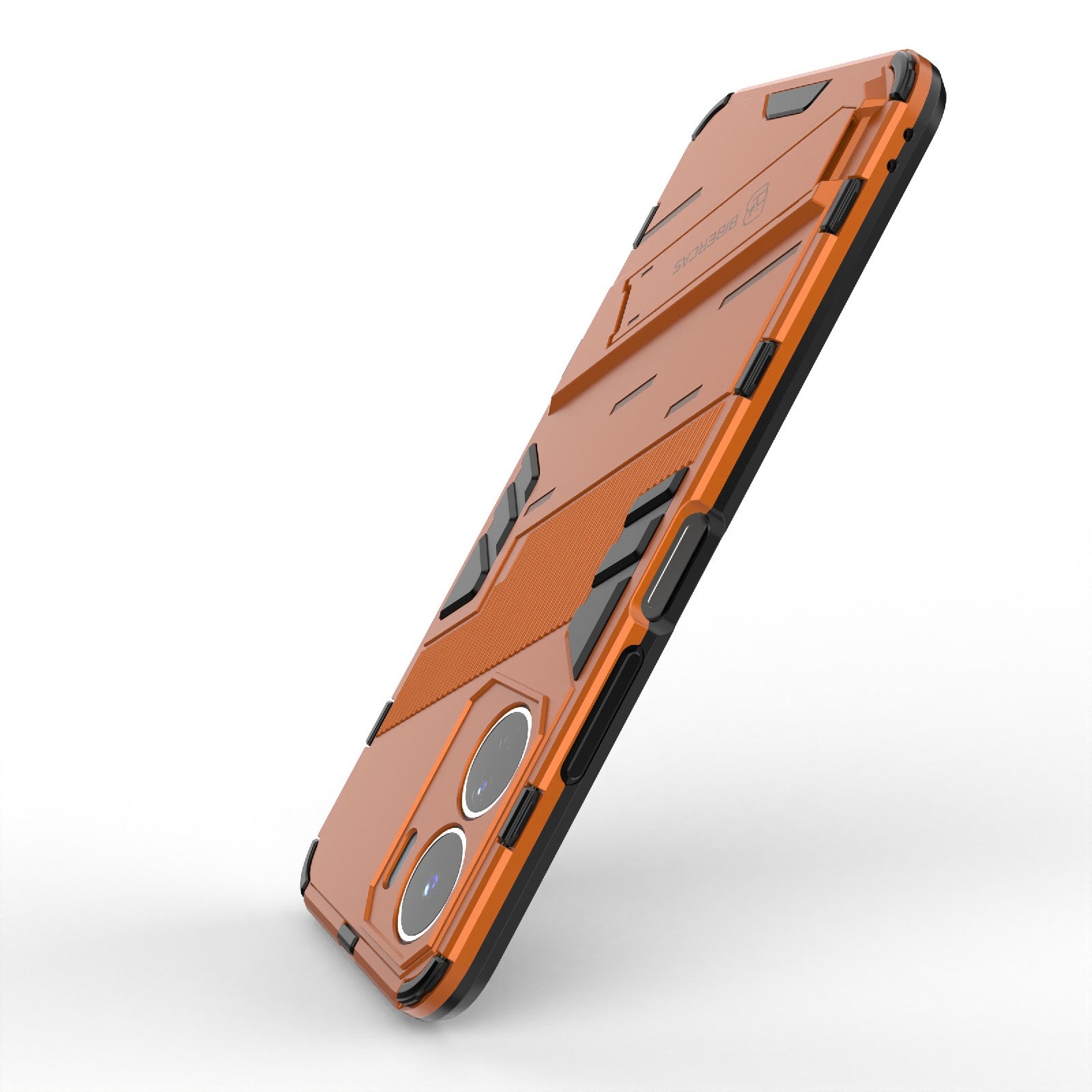 For vivo Y16 4G Kickstand Phone Case Dual-Layer Design Soft TPU Hard PC Shockproof Protective Cover - Orange