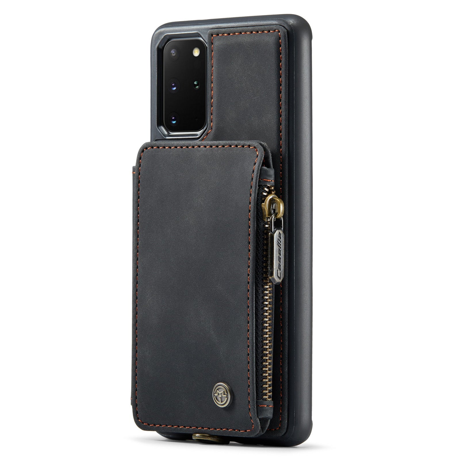 CASEME C20 Series for Samsung Galaxy S20 Plus 5G / 4G RFID Blocking PU Leather Coated TPU Cover Wallet Kickstand Zipper Pocket Phone Case - Black