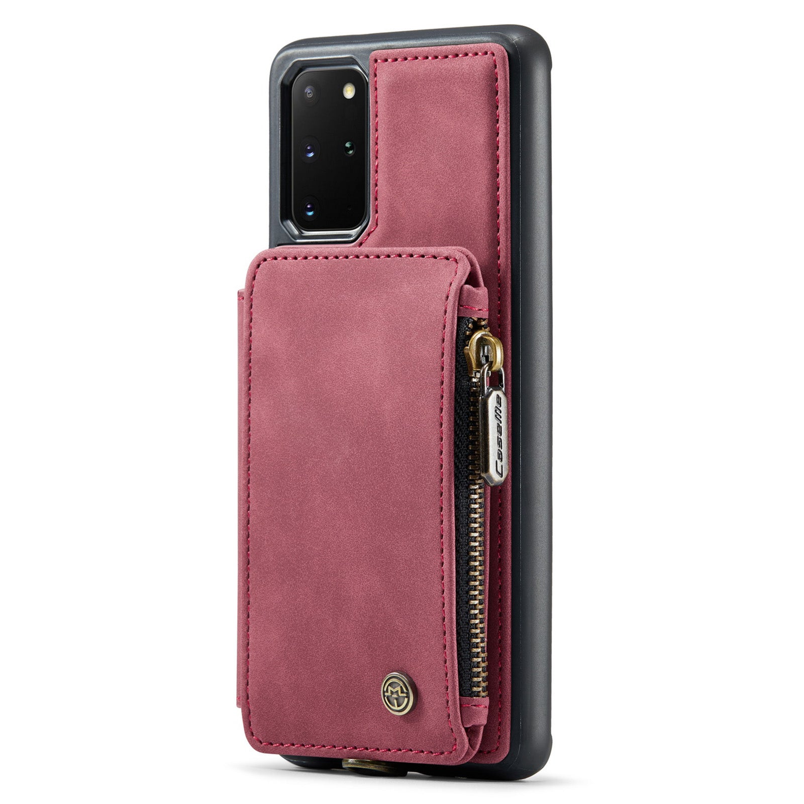 CASEME C20 Series for Samsung Galaxy S20 Plus 5G / 4G RFID Blocking PU Leather Coated TPU Cover Wallet Kickstand Zipper Pocket Phone Case - Red