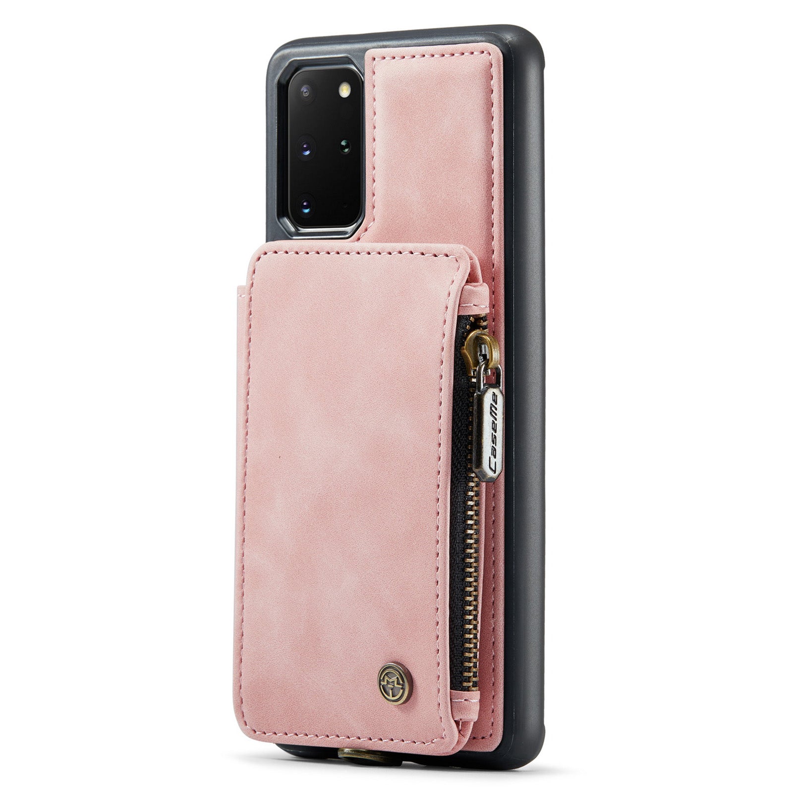 CASEME C20 Series for Samsung Galaxy S20 Plus 5G / 4G RFID Blocking PU Leather Coated TPU Cover Wallet Kickstand Zipper Pocket Phone Case - Pink