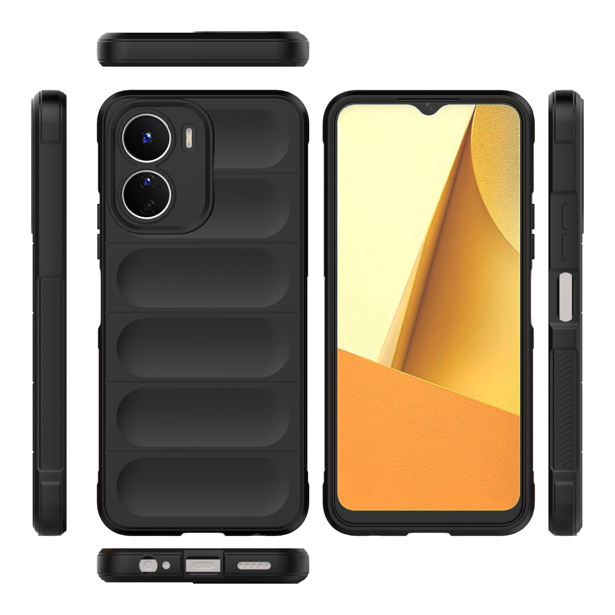 For vivo Y16 4G Collision Resistant Soft TPU Cell Phone Cover Non-Slip Rugged Back Phone Case - Black