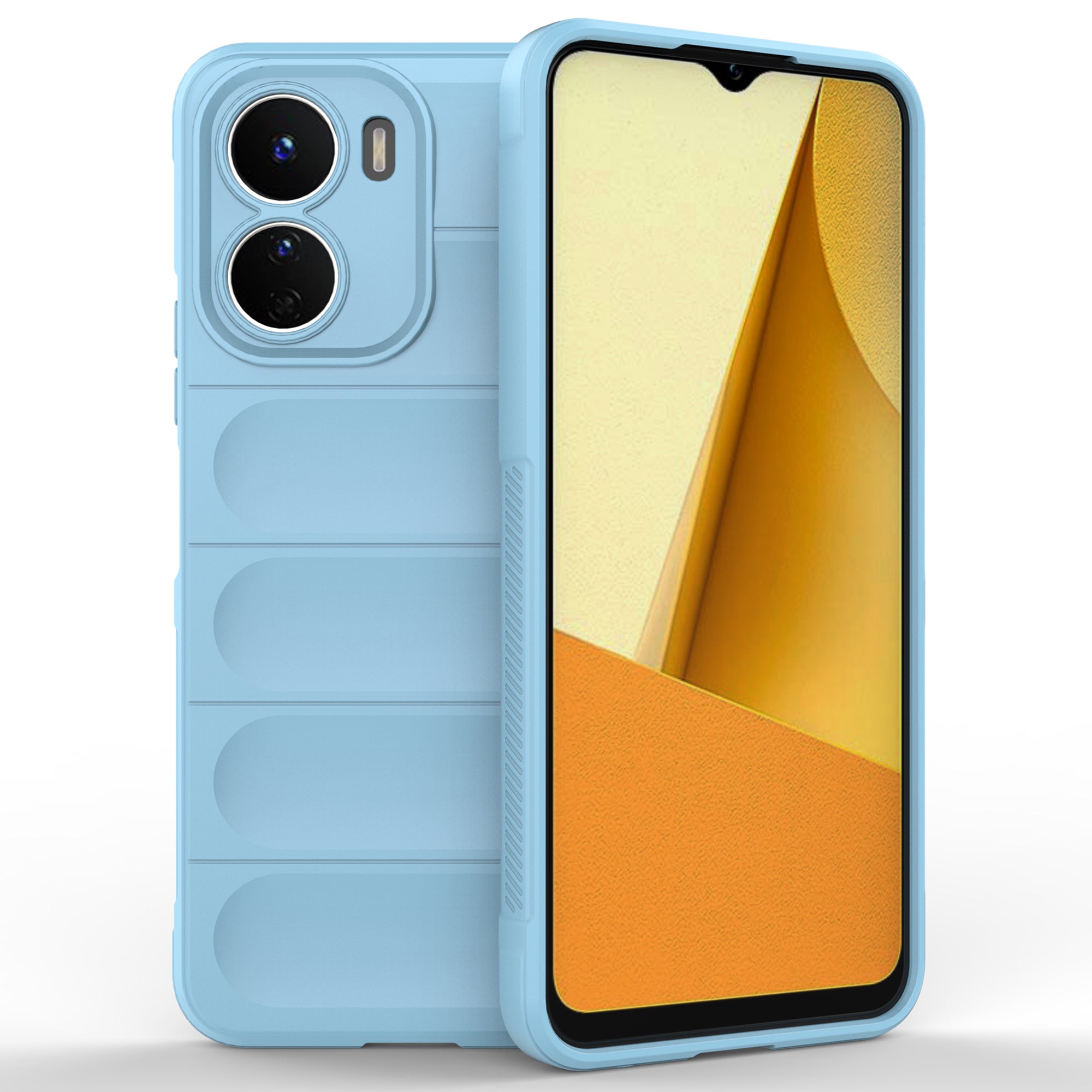 For vivo Y16 4G Collision Resistant Soft TPU Cell Phone Cover Non-Slip Rugged Back Phone Case - Baby Blue