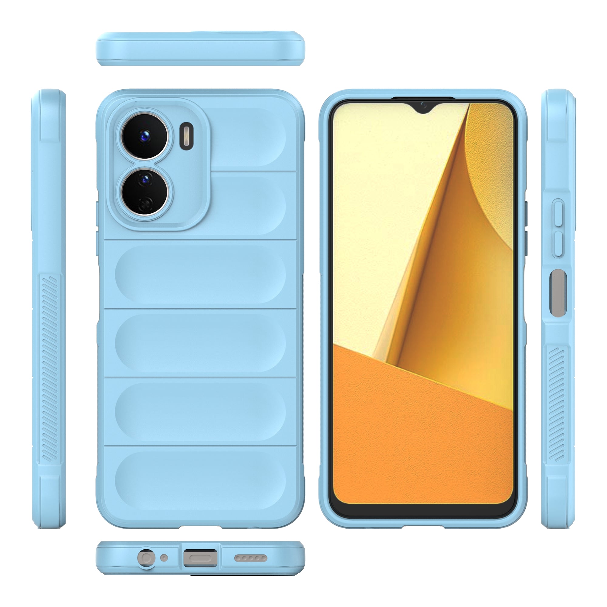 For vivo Y16 4G Collision Resistant Soft TPU Cell Phone Cover Non-Slip Rugged Back Phone Case - Baby Blue