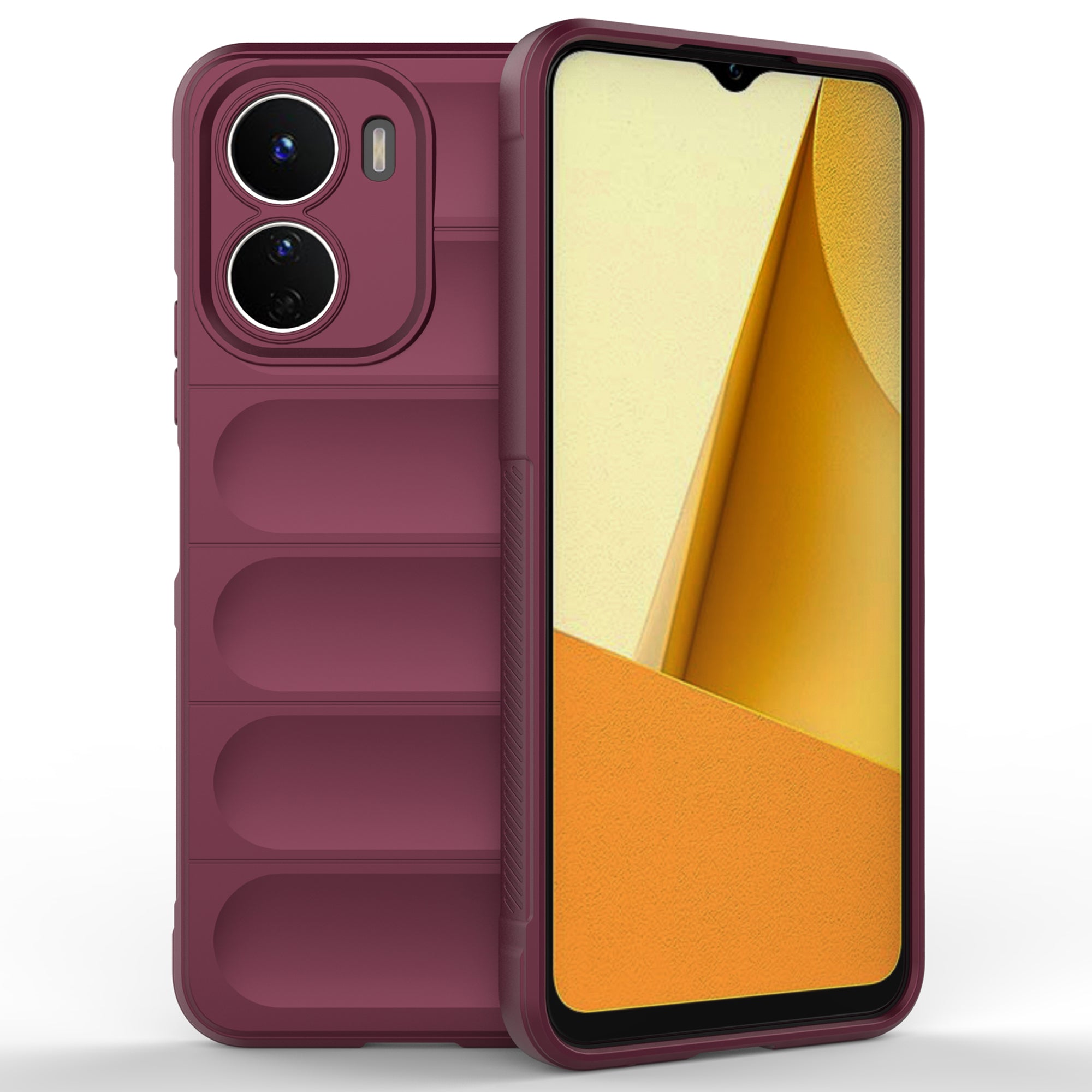 For vivo Y16 4G Collision Resistant Soft TPU Cell Phone Cover Non-Slip Rugged Back Phone Case - Wine Red