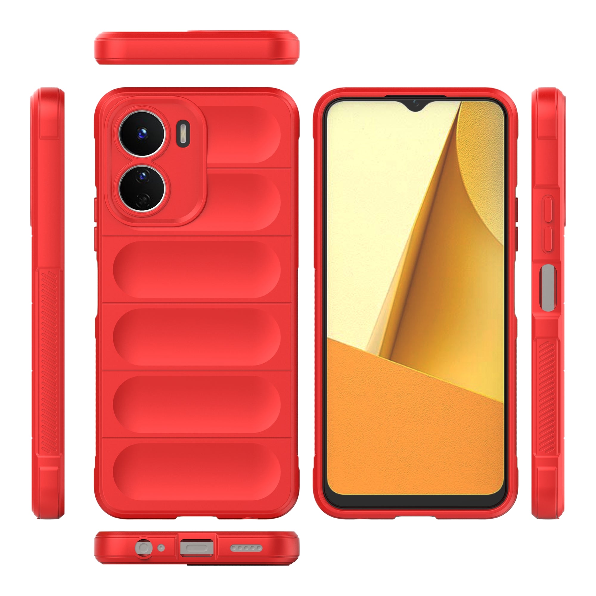 For vivo Y16 4G Collision Resistant Soft TPU Cell Phone Cover Non-Slip Rugged Back Phone Case - Red