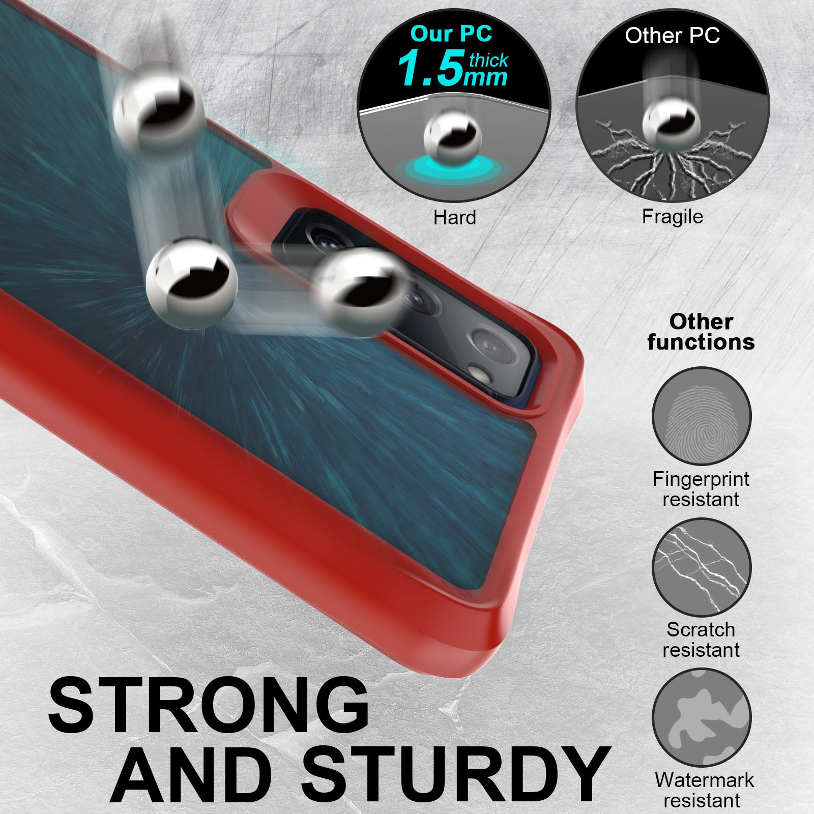 Combat X Mode For Samsung Galaxy S20 FE / S20 FE 5G / S20 Fan Edition / S20 Fan Edition 5G / S20 Lite / S20 FE 2022 Clear Cover PC + TPU Shockproof Protection Phone Case - Red