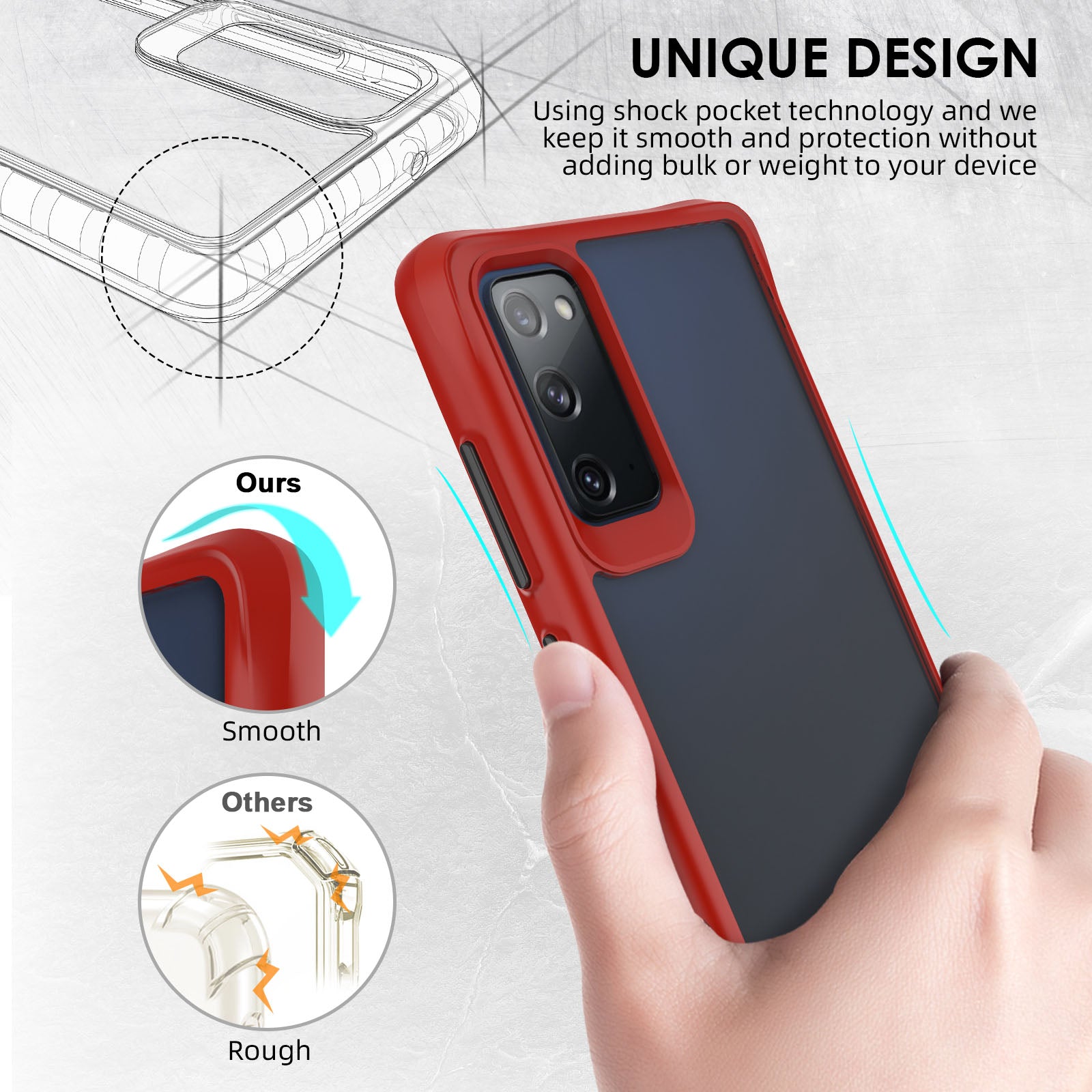 Combat X Mode For Samsung Galaxy S20 FE / S20 FE 5G / S20 Fan Edition / S20 Fan Edition 5G / S20 Lite / S20 FE 2022 Clear Cover PC + TPU Shockproof Protection Phone Case - Red