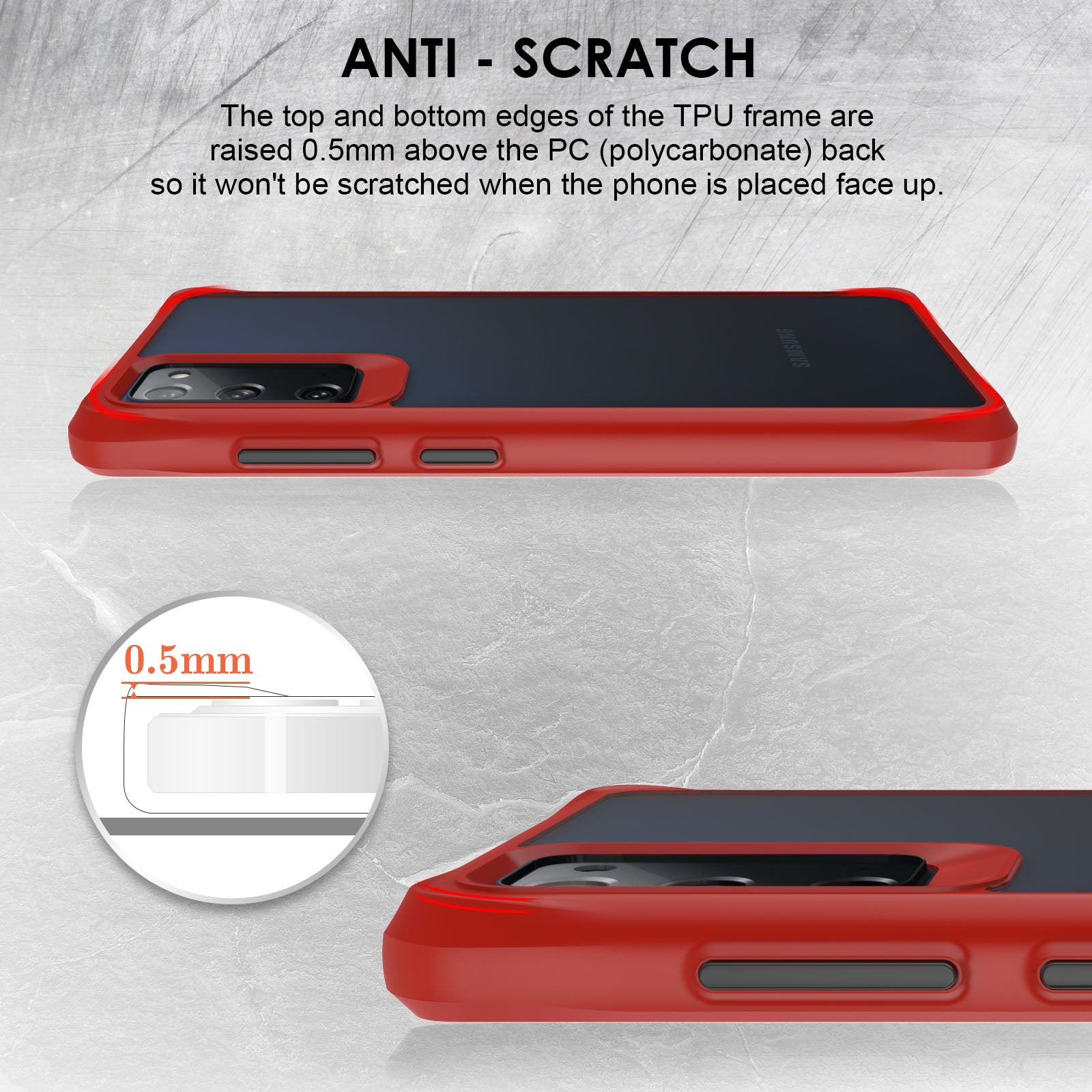 Combat X Mode For Samsung Galaxy S20 FE / S20 FE 5G / S20 Fan Edition / S20 Fan Edition 5G / S20 Lite / S20 FE 2022 Clear Cover PC + TPU Shockproof Protection Phone Case - Red