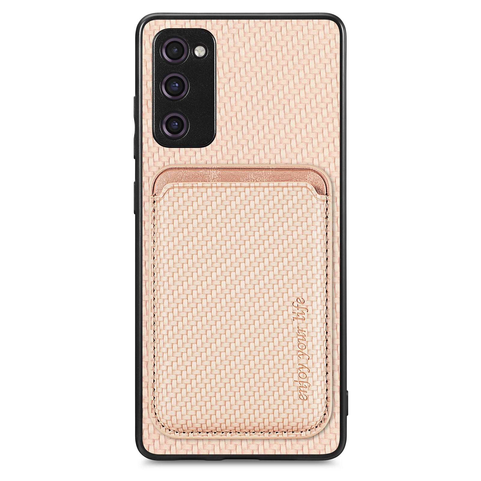 For Samsung Galaxy S20 FE 4G / FE 5G / S20 Lite / S20 FE 2022 Carbon Fiber Texture Shell, Detachable 2-in-1 Magnetic Card Holder Phone Case PU Leather + TPU + PC Protective Cover - Khaki