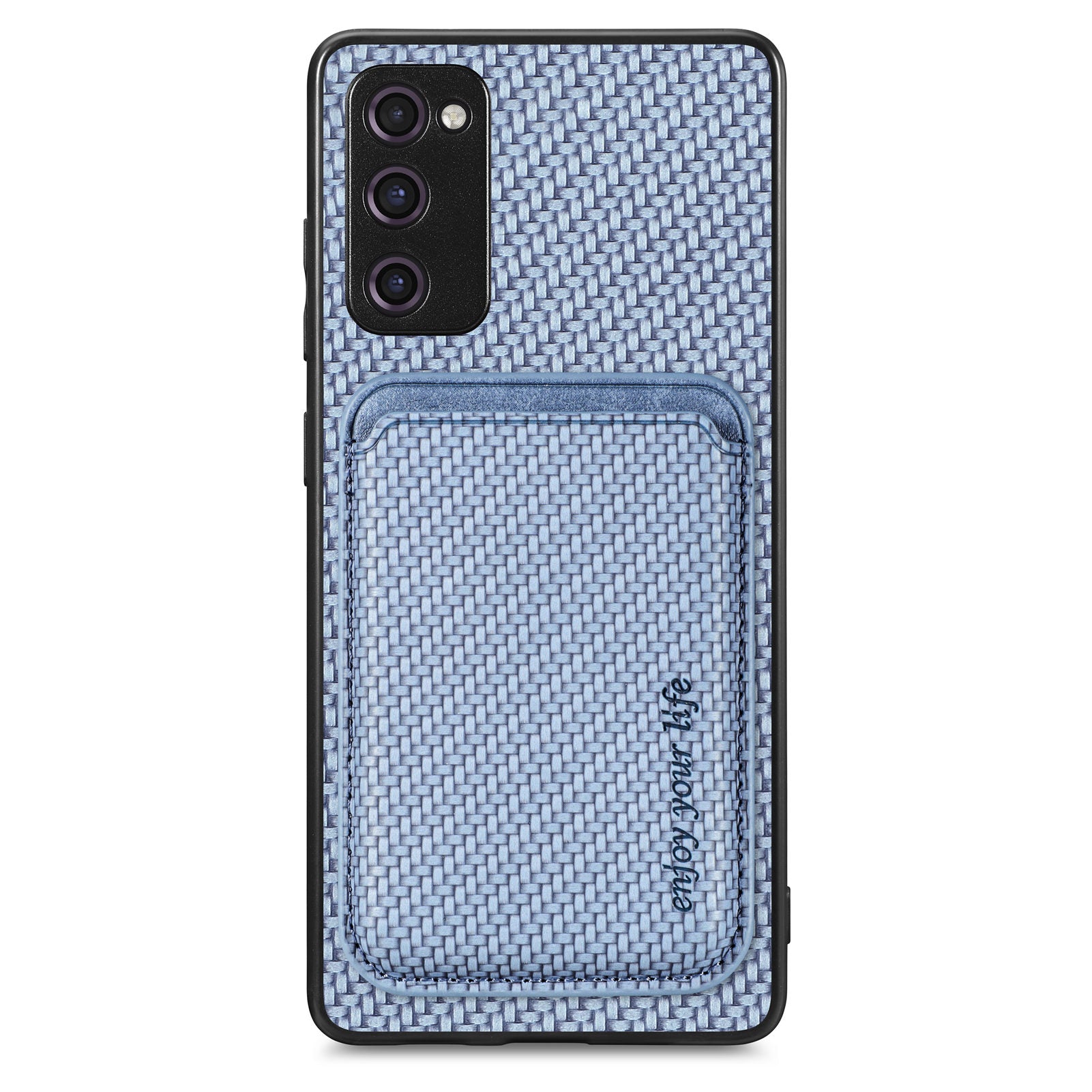 For Samsung Galaxy S20 FE 4G / FE 5G / S20 Lite / S20 FE 2022 Carbon Fiber Texture Shell, Detachable 2-in-1 Magnetic Card Holder Phone Case PU Leather + TPU + PC Protective Cover - Blue