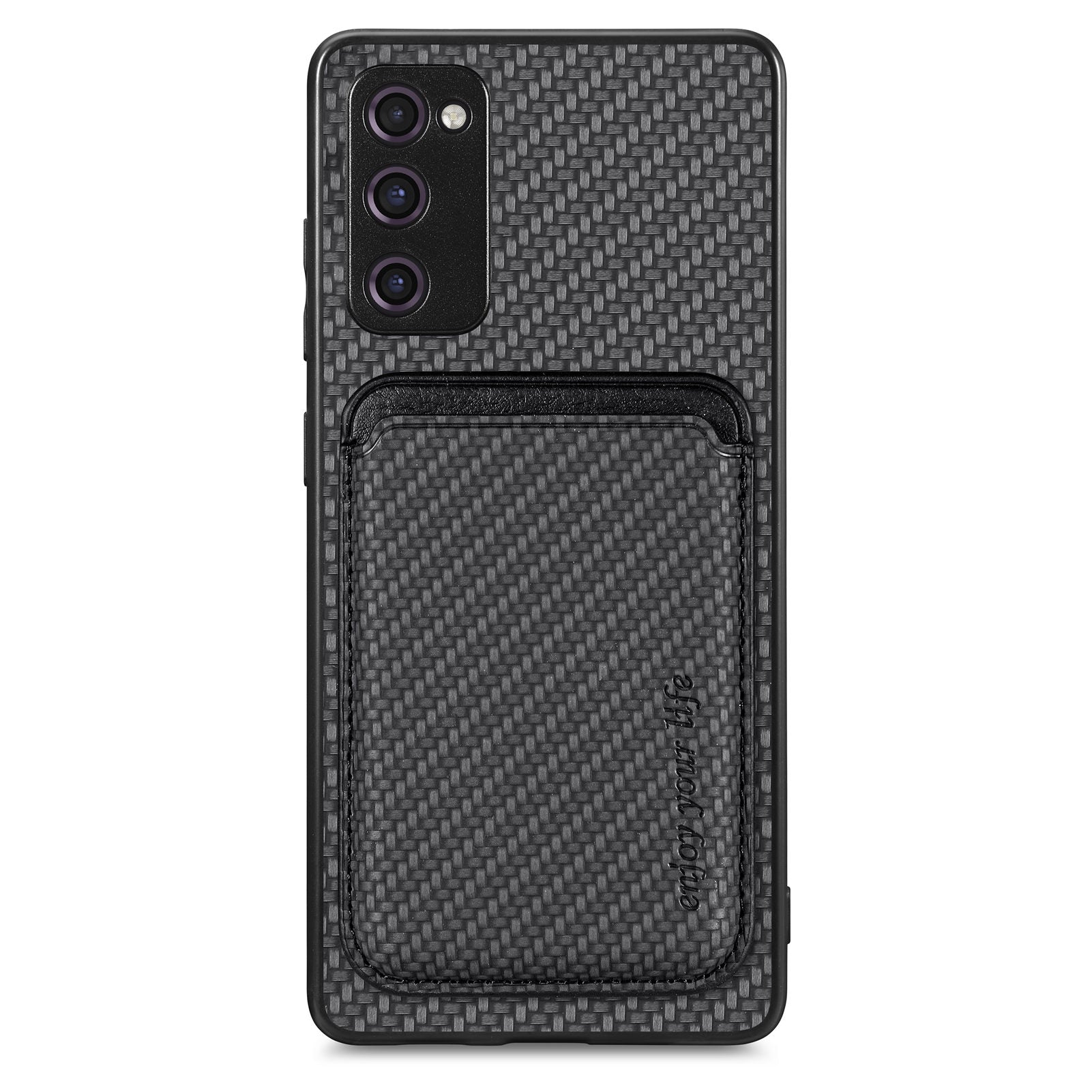 For Samsung Galaxy S20 FE 4G / FE 5G / S20 Lite / S20 FE 2022 Carbon Fiber Texture Shell, Detachable 2-in-1 Magnetic Card Holder Phone Case PU Leather + TPU + PC Protective Cover - Black