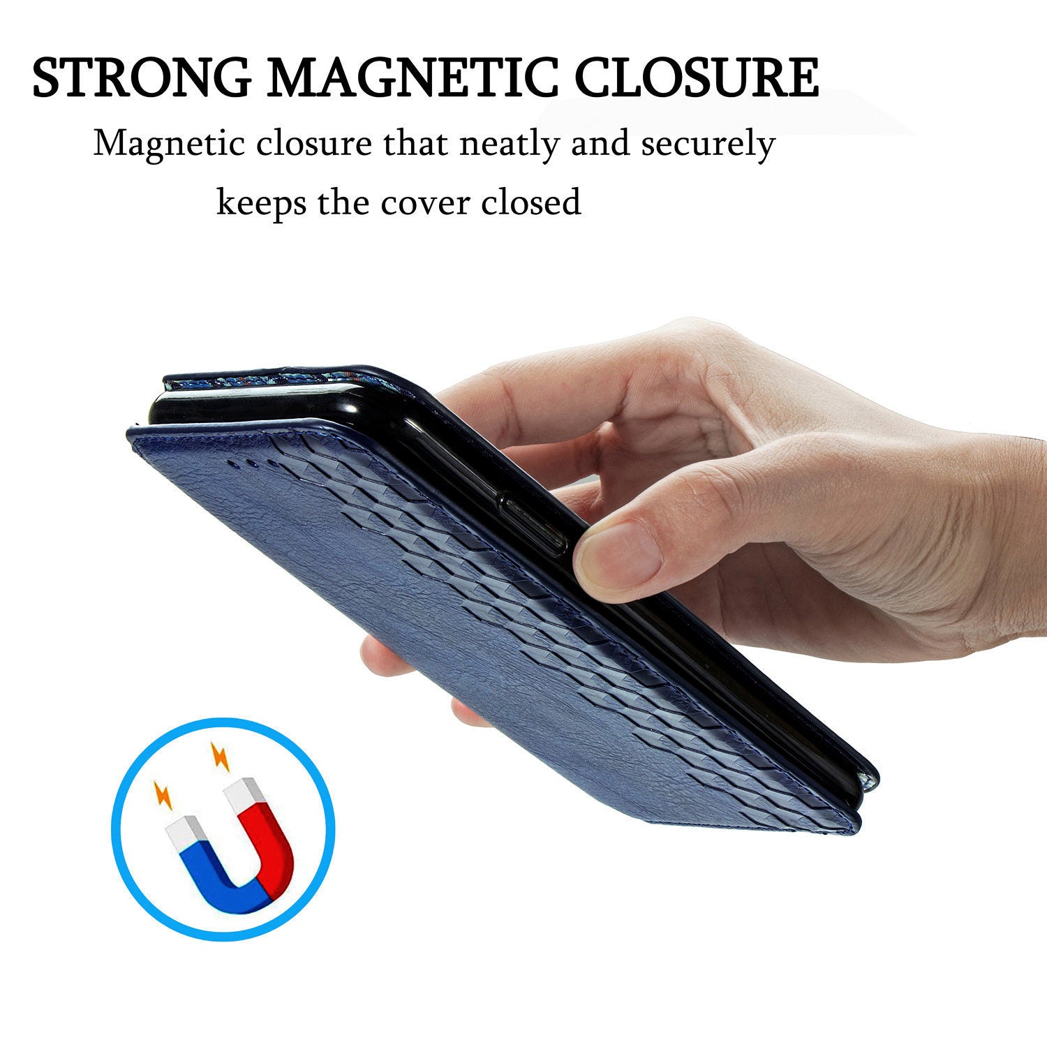 For Samsung Galaxy S20 Ultra 4G / 5G Rhombus Imprinted PU Leather Flip Case Wallet Stand Magnetic Auto Closing Phone Cover - Blue