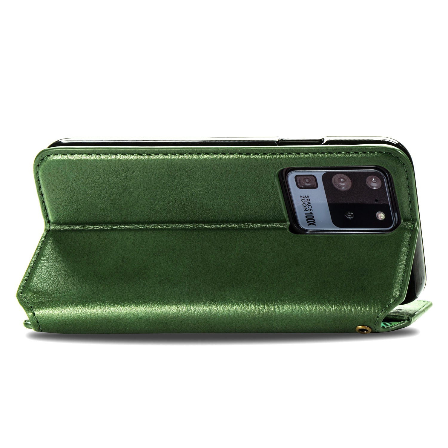 For Samsung Galaxy S20 Ultra 4G / 5G Rhombus Imprinted PU Leather Flip Case Wallet Stand Magnetic Auto Closing Phone Cover - Green