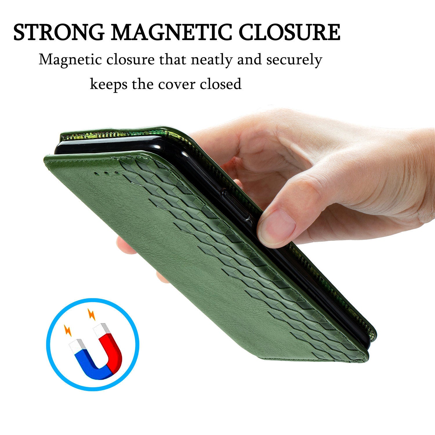 For Samsung Galaxy S20 Ultra 4G / 5G Rhombus Imprinted PU Leather Flip Case Wallet Stand Magnetic Auto Closing Phone Cover - Green