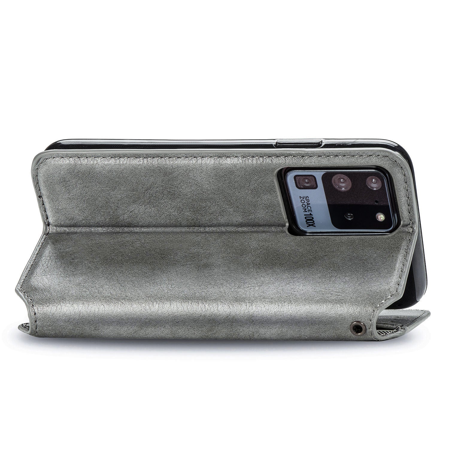 For Samsung Galaxy S20 Ultra 4G / 5G Rhombus Imprinted PU Leather Flip Case Wallet Stand Magnetic Auto Closing Phone Cover - Grey