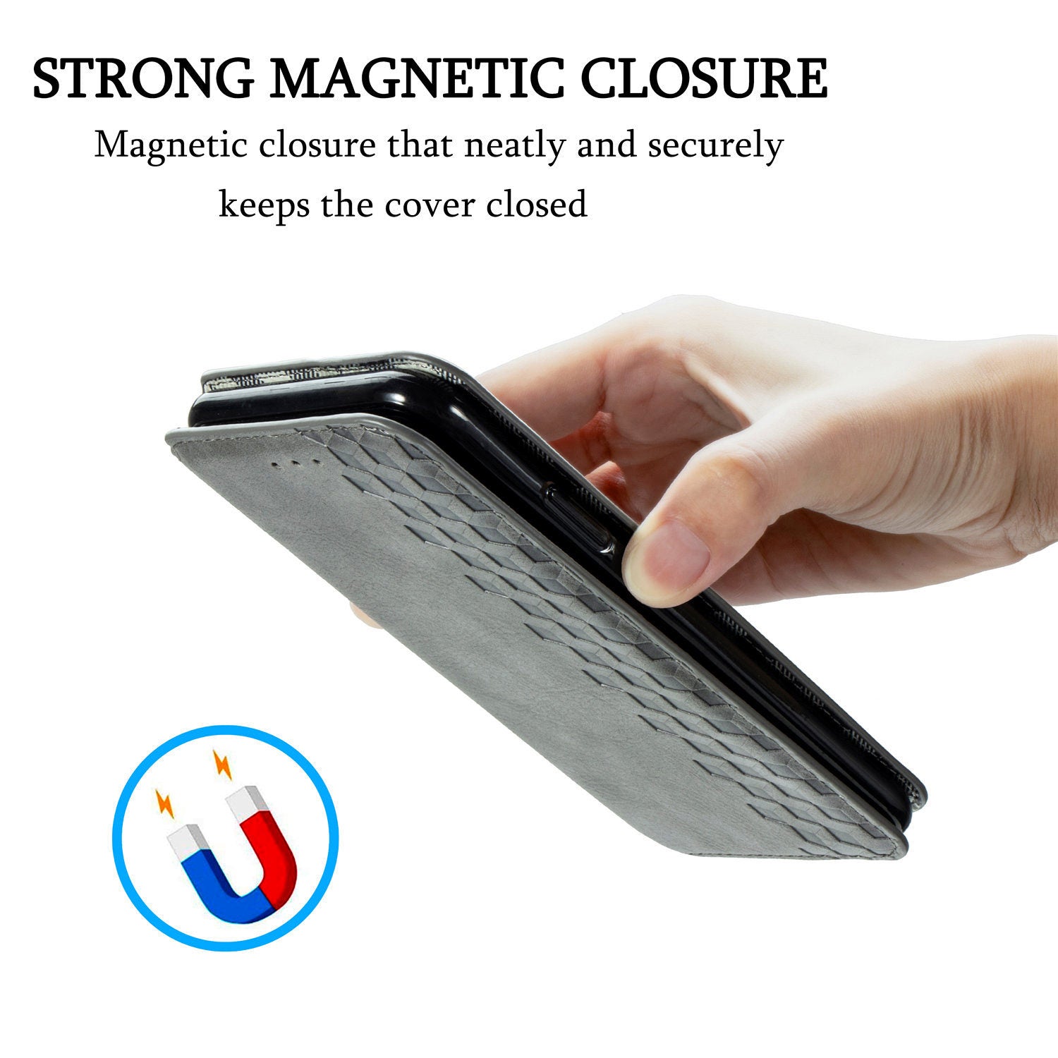 For Samsung Galaxy S20 Ultra 4G / 5G Rhombus Imprinted PU Leather Flip Case Wallet Stand Magnetic Auto Closing Phone Cover - Grey