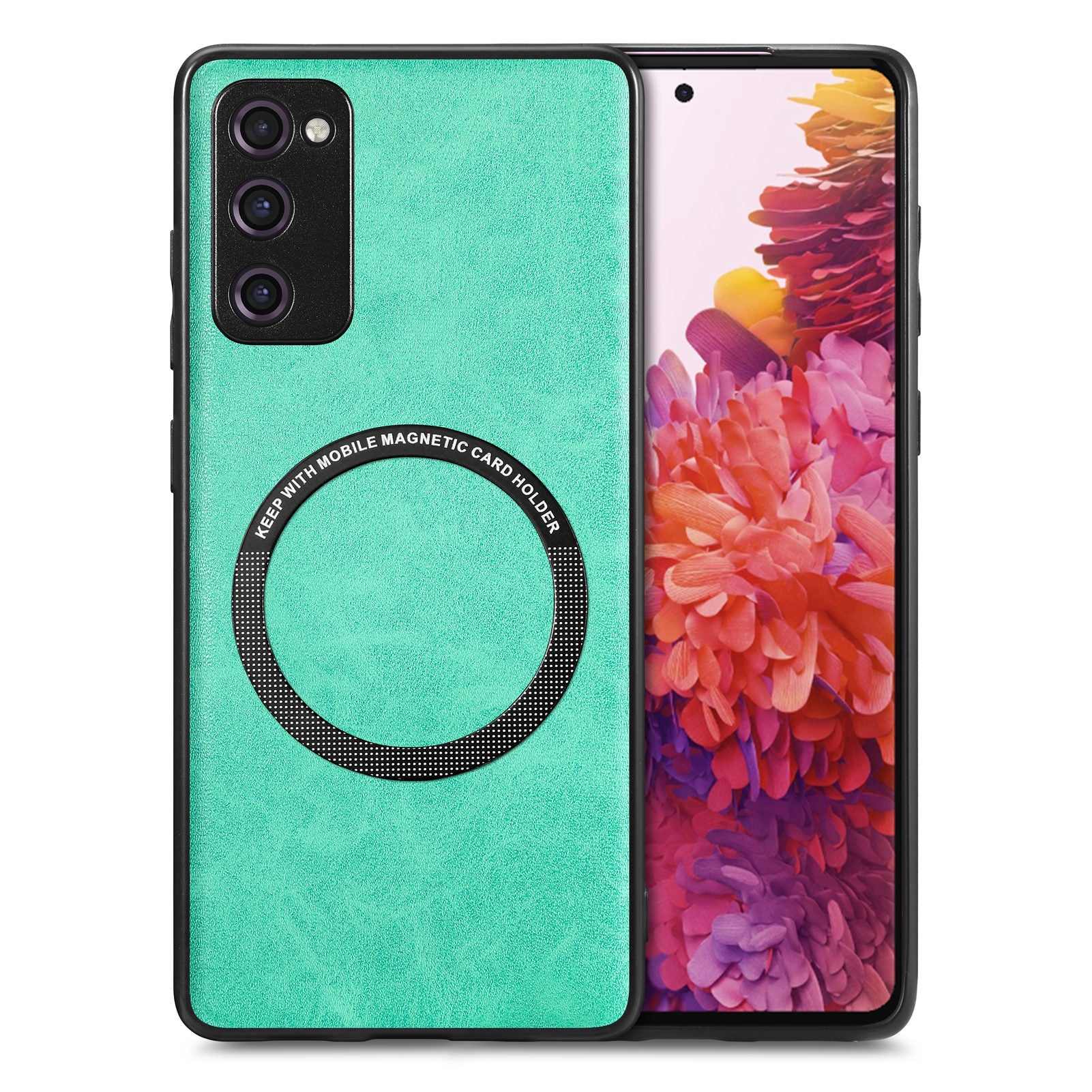 For Samsung Galaxy S20 FE 5G / S20 FE / S20 FE 2022 / S20 Lite Phone Case Compatible with MagSafe Leather Coated PC+TPU Cover - Green