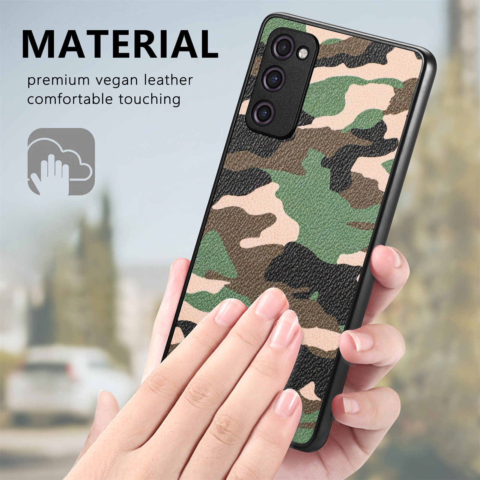 For Samsung Galaxy S20 FE 5G / S20 FE / S20 FE 2022 / S20 Lite Camouflage Pattern Leather Coated PC+TPU Cover Phone Case - Blue