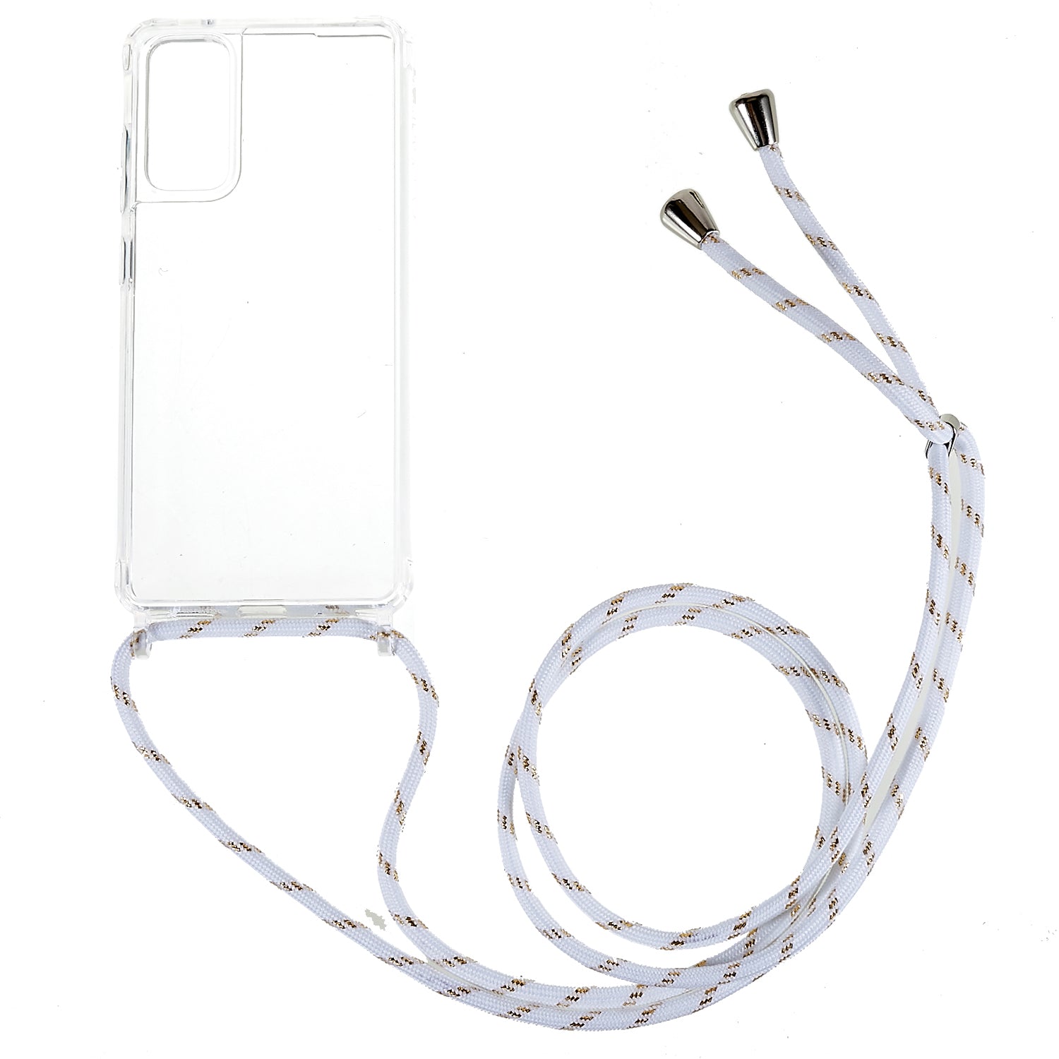 For Samsung Galaxy S20 FE 4G / FE 5G / S20 Lite / S20 FE 2022 TPU+Acrylic Anti-scratch Phone Cover Transparent Back Case with Long Lanyard - White