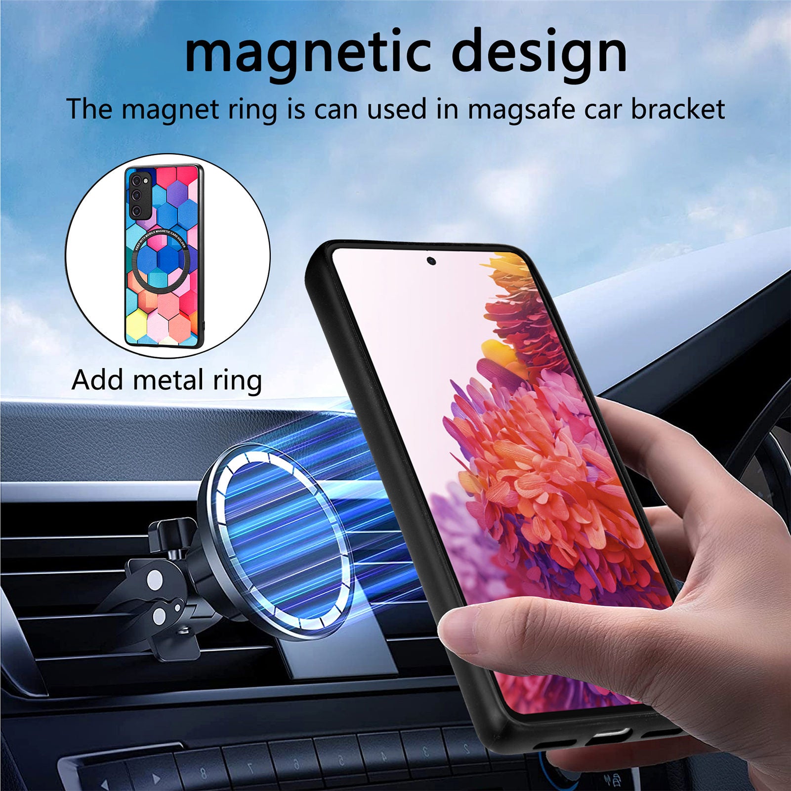 For Samsung Galaxy S20 FE 4G / FE 5G / S20 Lite / S20 FE 2022 PC+TPU+PU Leather Slim Cover Metal Ring Pattern Printing Phone Case - Colorful Honeycomb