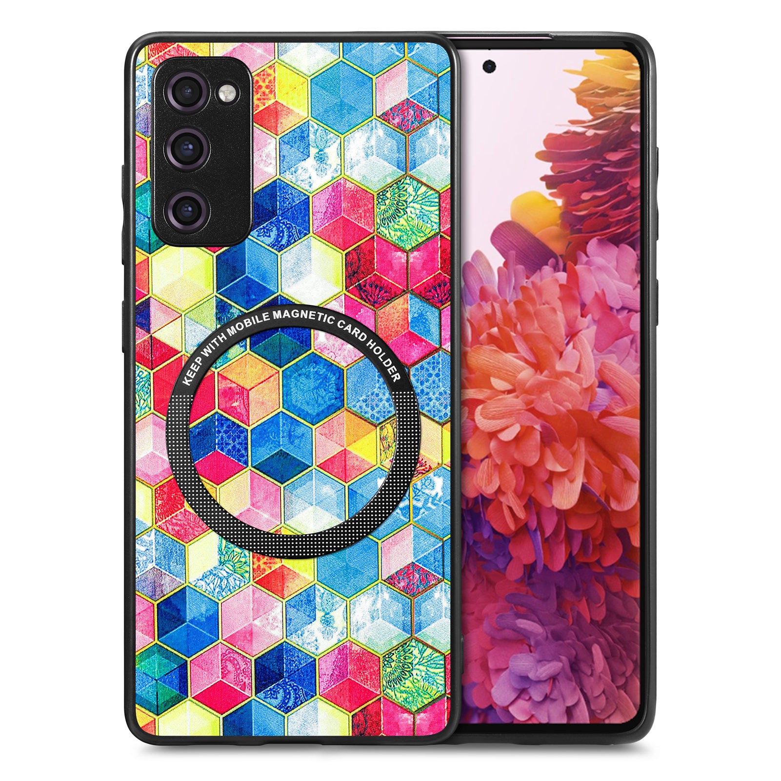 For Samsung Galaxy S20 FE 4G / FE 5G / S20 Lite / S20 FE 2022 PC+TPU+PU Leather Slim Cover Metal Ring Pattern Printing Phone Case - Magic Space