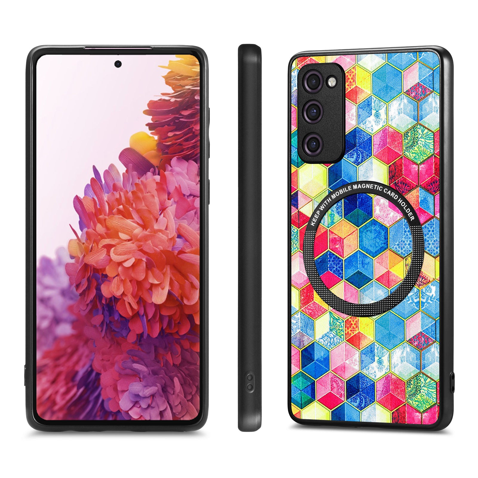 For Samsung Galaxy S20 FE 4G / FE 5G / S20 Lite / S20 FE 2022 PC+TPU+PU Leather Slim Cover Metal Ring Pattern Printing Phone Case - Magic Space