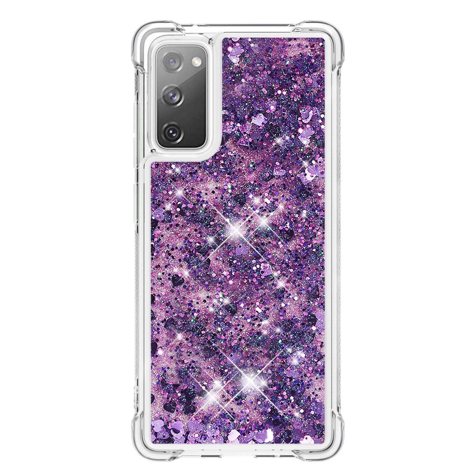 For Samsung Galaxy S20 FE 4G / FE 5G / S20 Lite / S20 FE 2022 TPU Case Quicksand YB Quicksand Series-1 Cell Phone Cover - Dark Purple / Heart