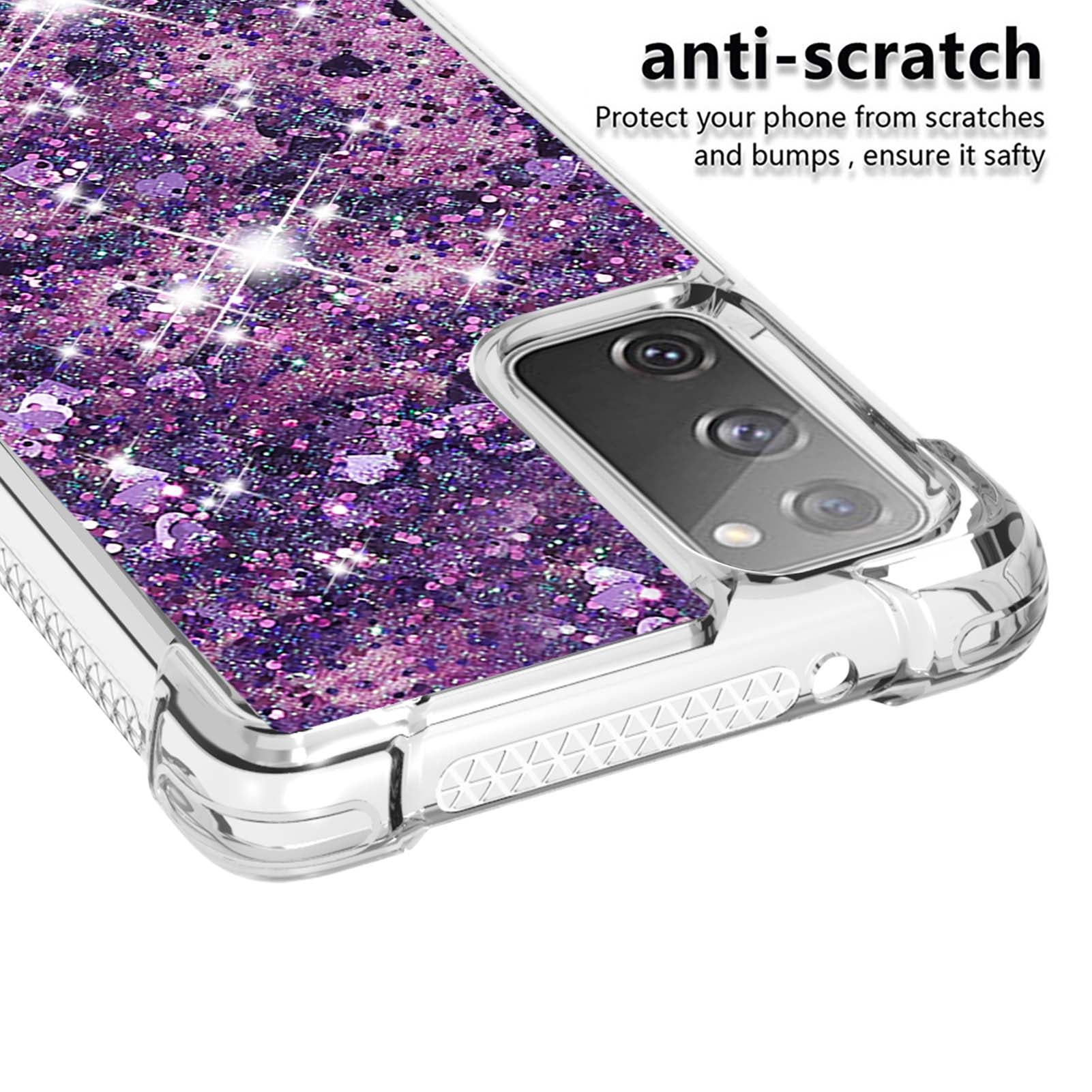 For Samsung Galaxy S20 FE 4G / FE 5G / S20 Lite / S20 FE 2022 TPU Case Quicksand YB Quicksand Series-1 Cell Phone Cover - Dark Purple / Heart