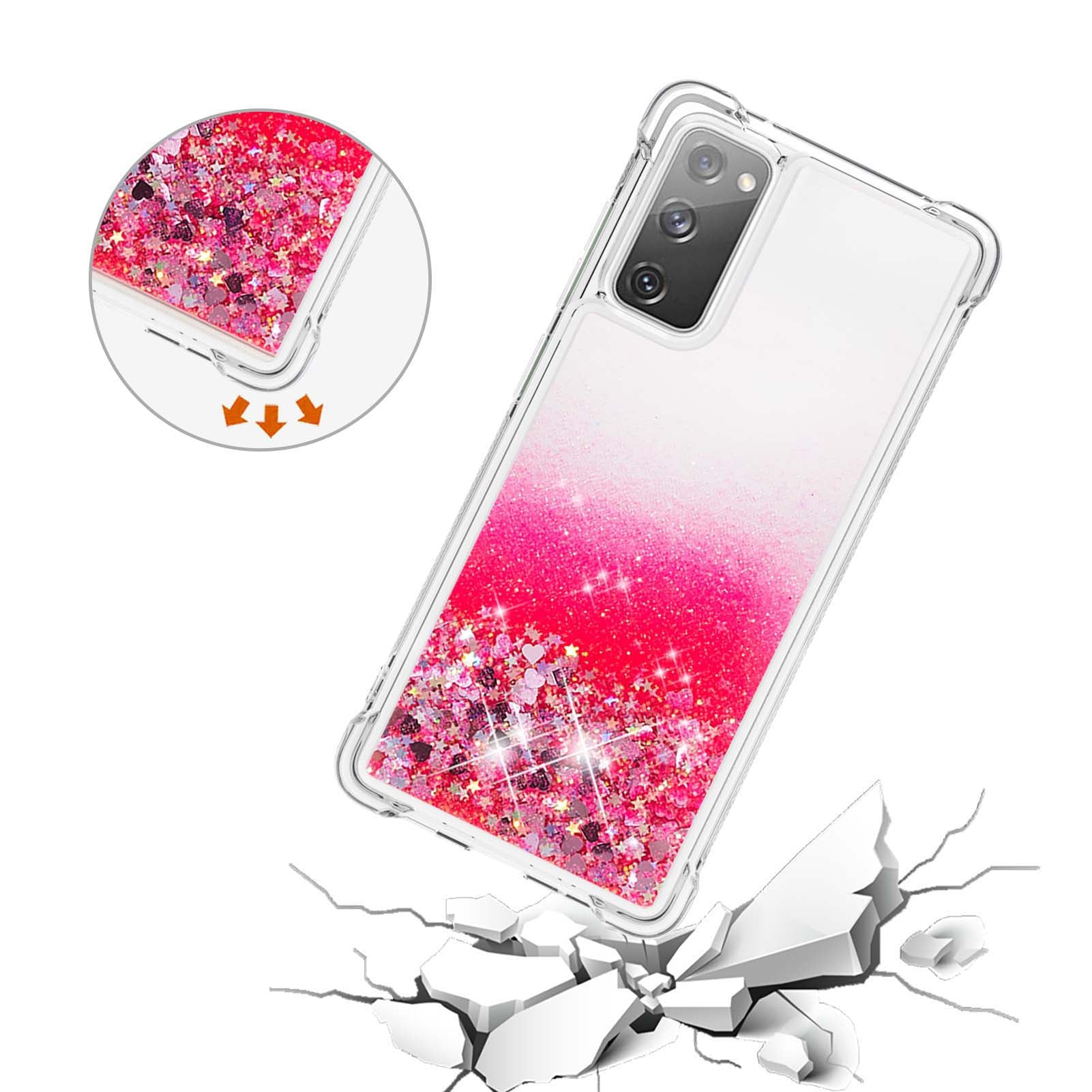 For Samsung Galaxy S20 FE 4G / FE 5G / S20 Lite / S20 FE 2022 TPU Case Quicksand YB Quicksand Series-1 Cell Phone Cover - Pink / Hearts