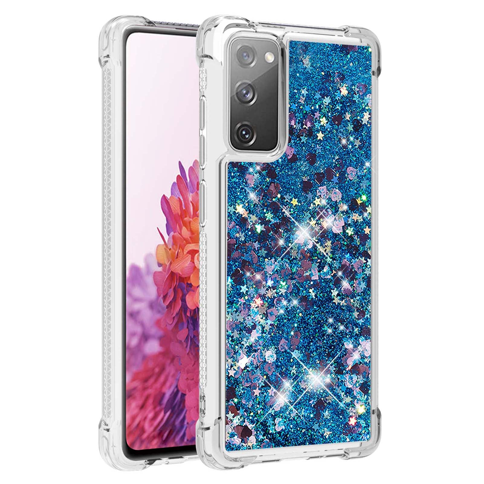 For Samsung Galaxy S20 FE 4G / FE 5G / S20 Lite / S20 FE 2022 TPU Case Quicksand YB Quicksand Series-1 Cell Phone Cover - Blue / Hearts