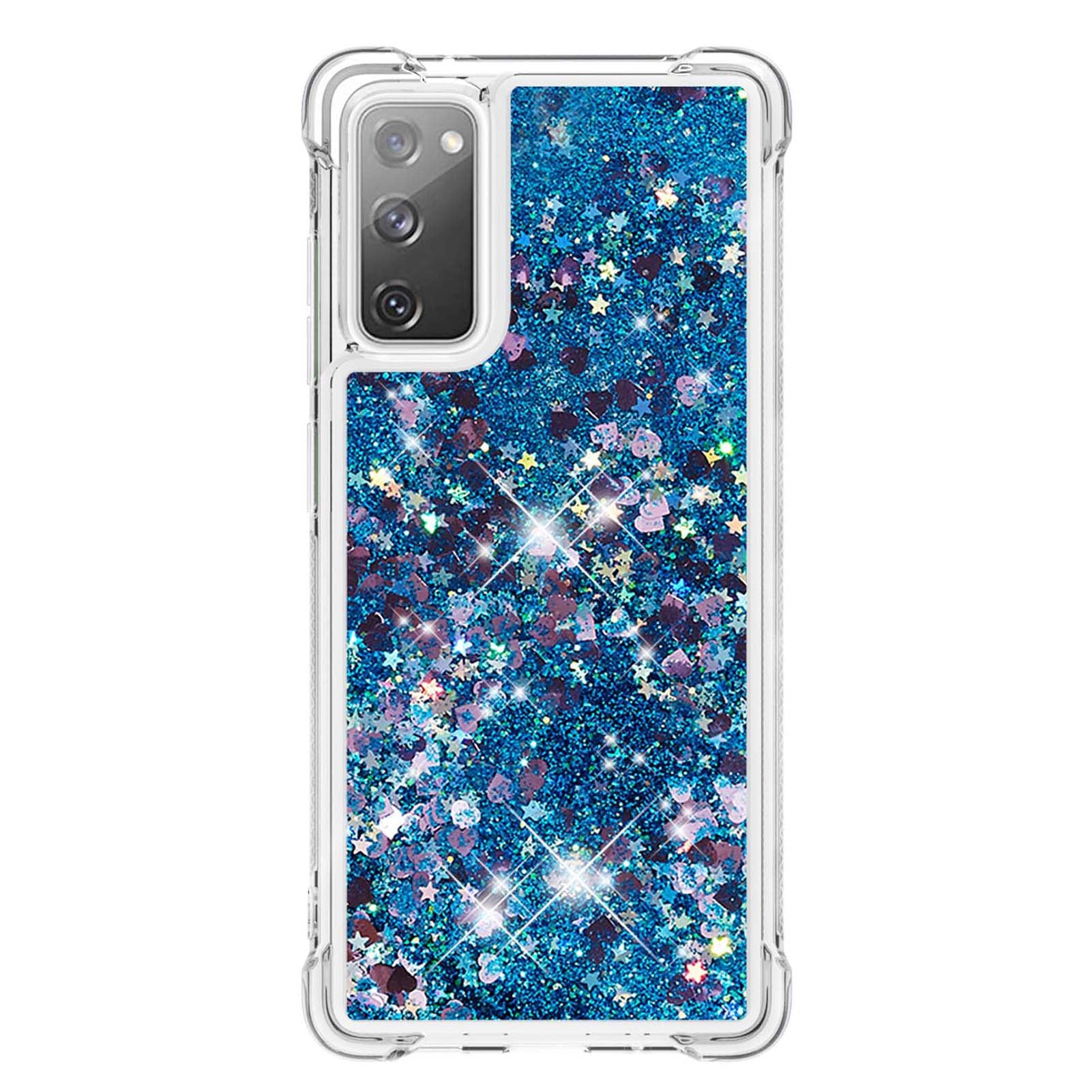 For Samsung Galaxy S20 FE 4G / FE 5G / S20 Lite / S20 FE 2022 TPU Case Quicksand YB Quicksand Series-1 Cell Phone Cover - Blue / Hearts