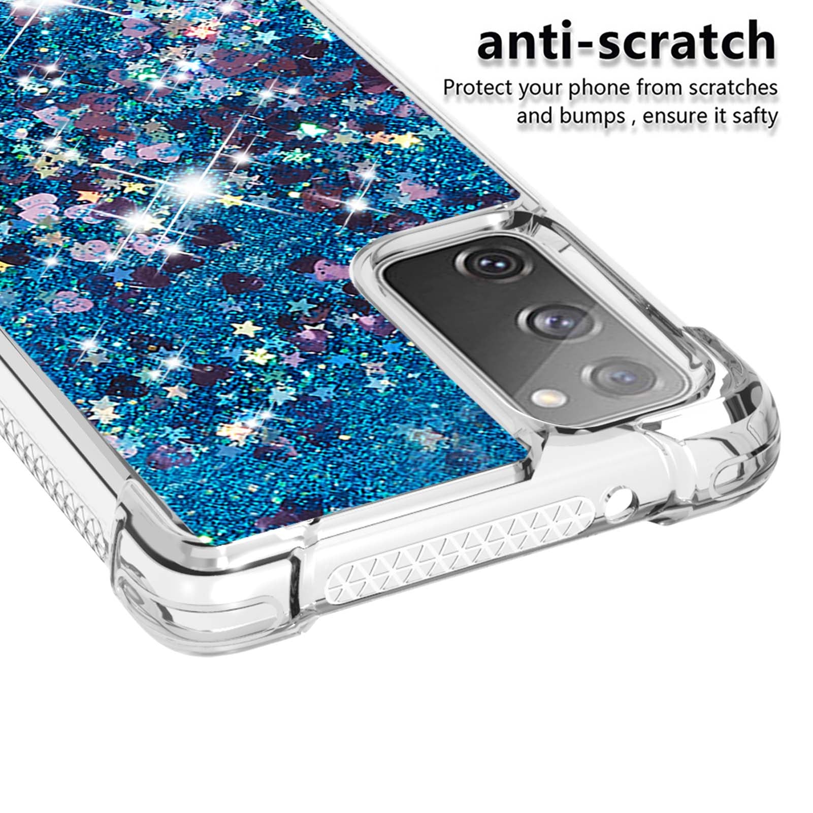 For Samsung Galaxy S20 FE 4G / FE 5G / S20 Lite / S20 FE 2022 TPU Case Quicksand YB Quicksand Series-1 Cell Phone Cover - Blue / Hearts