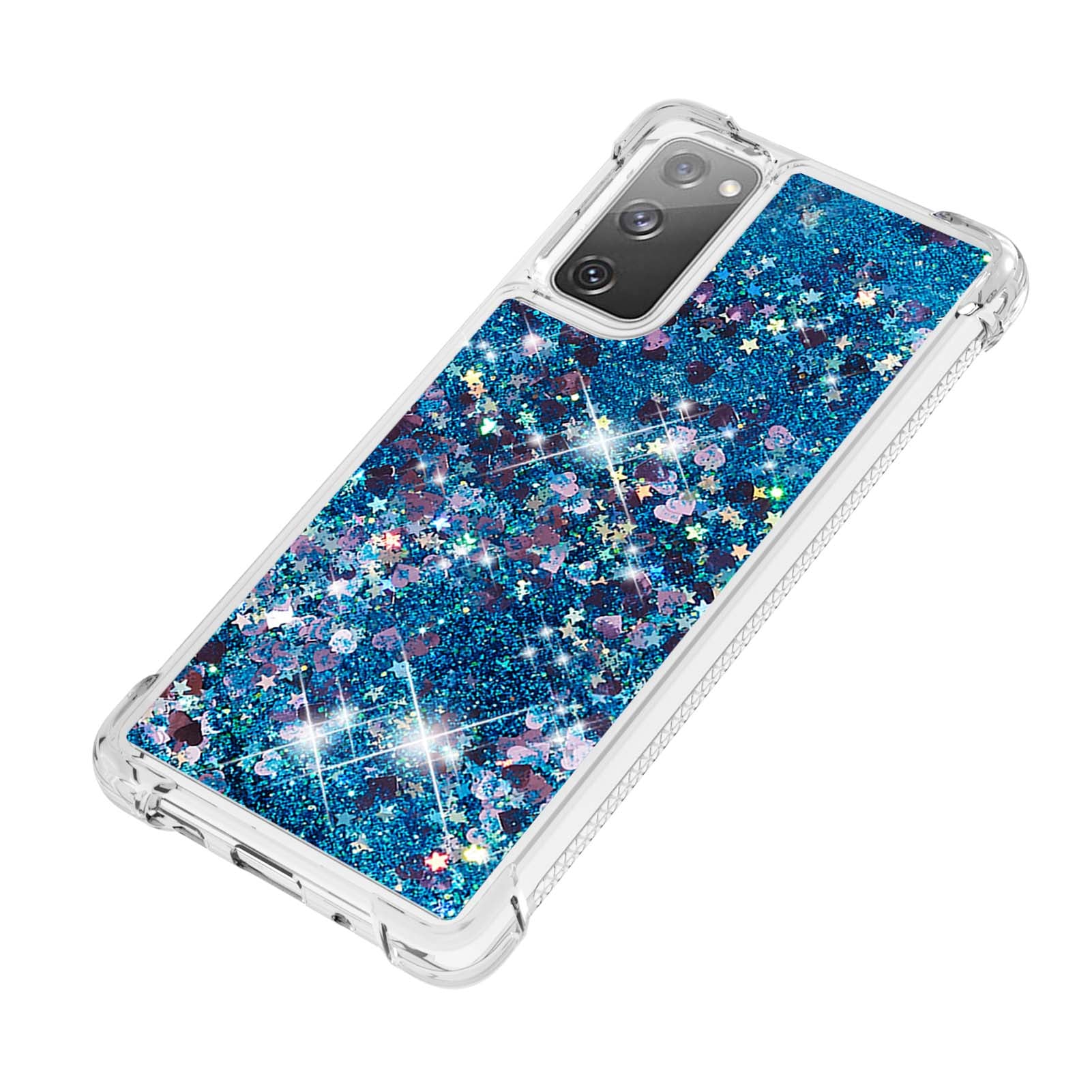 For Samsung Galaxy S20 FE 4G / FE 5G / S20 Lite / S20 FE 2022 TPU Case Quicksand YB Quicksand Series-1 Cell Phone Cover - Blue / Hearts