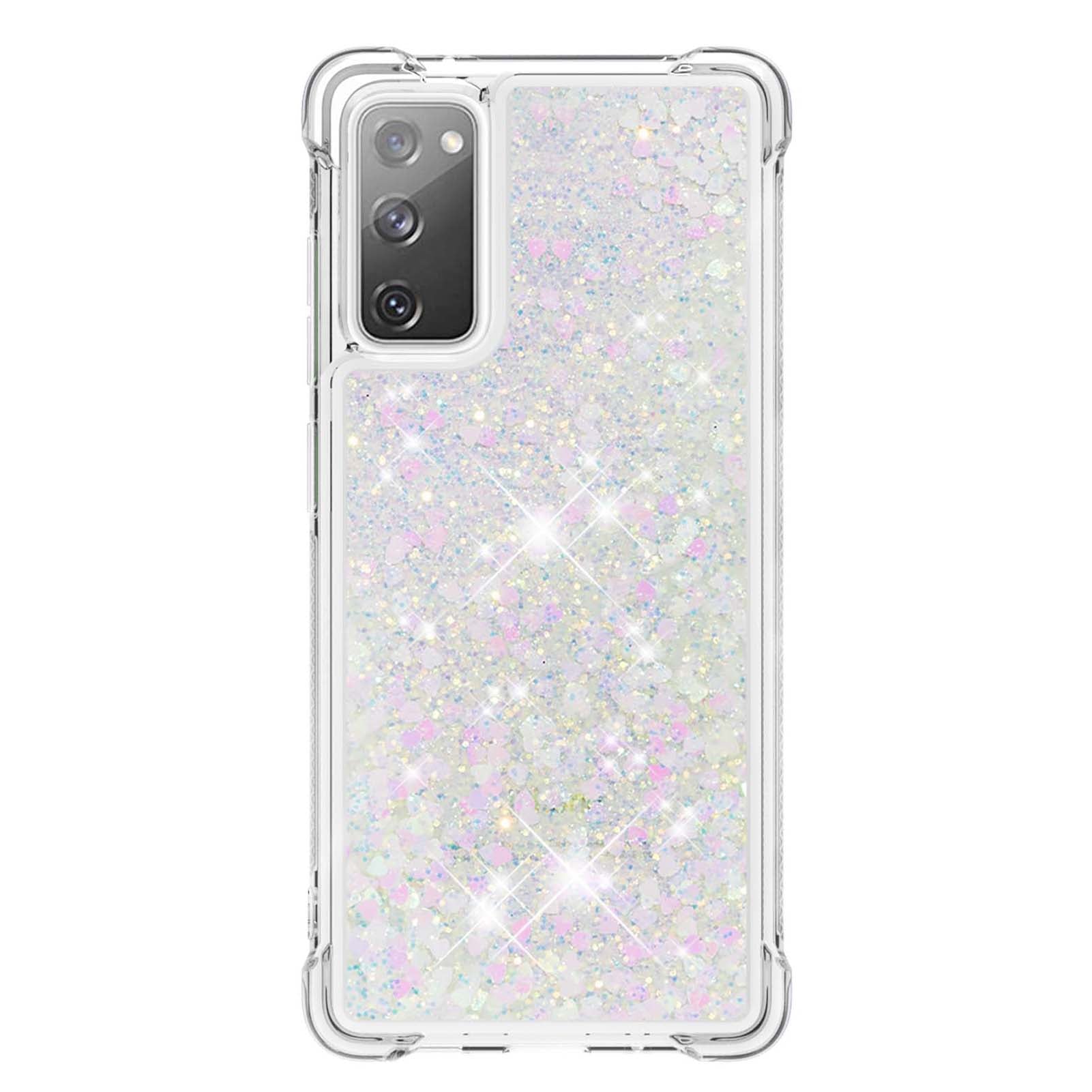 For Samsung Galaxy S20 FE 4G / FE 5G / S20 Lite / S20 FE 2022 TPU Case Quicksand YB Quicksand Series-1 Cell Phone Cover - Laser / Hearts