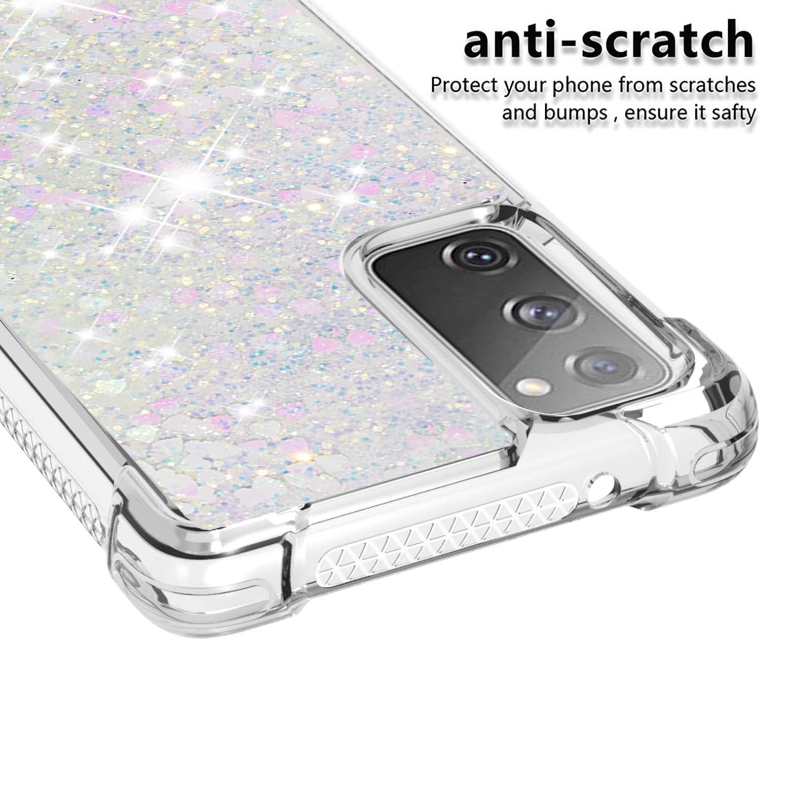 For Samsung Galaxy S20 FE 4G / FE 5G / S20 Lite / S20 FE 2022 TPU Case Quicksand YB Quicksand Series-1 Cell Phone Cover - Laser / Hearts