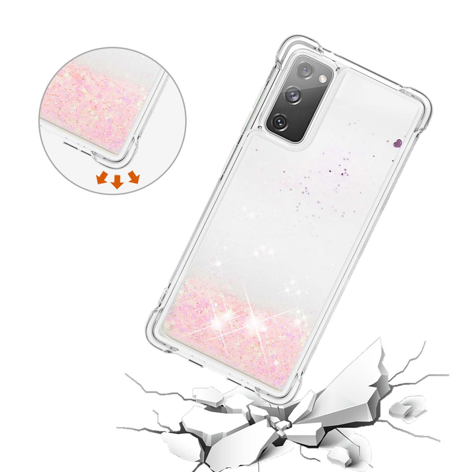 For Samsung Galaxy S20 FE 4G / FE 5G / S20 Lite / S20 FE 2022 TPU Case Quicksand YB Quicksand Series-1 Cell Phone Cover - Pink / Pentagrams