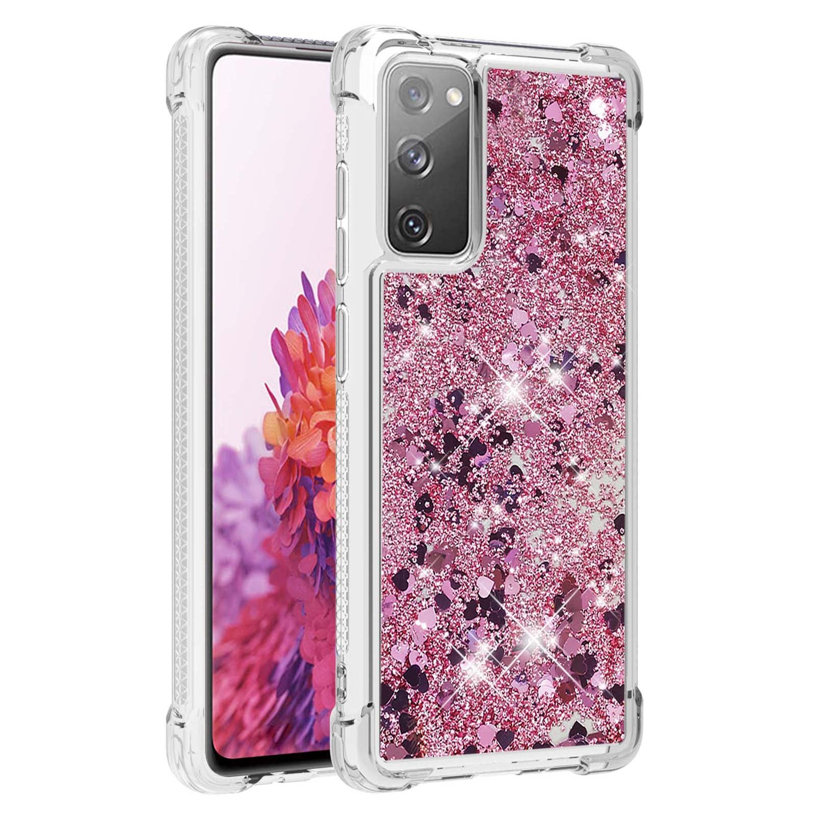 For Samsung Galaxy S20 FE 4G / FE 5G / S20 Lite / S20 FE 2022 TPU Case Quicksand YB Quicksand Series-1 Cell Phone Cover - Rose Gold / Hearts