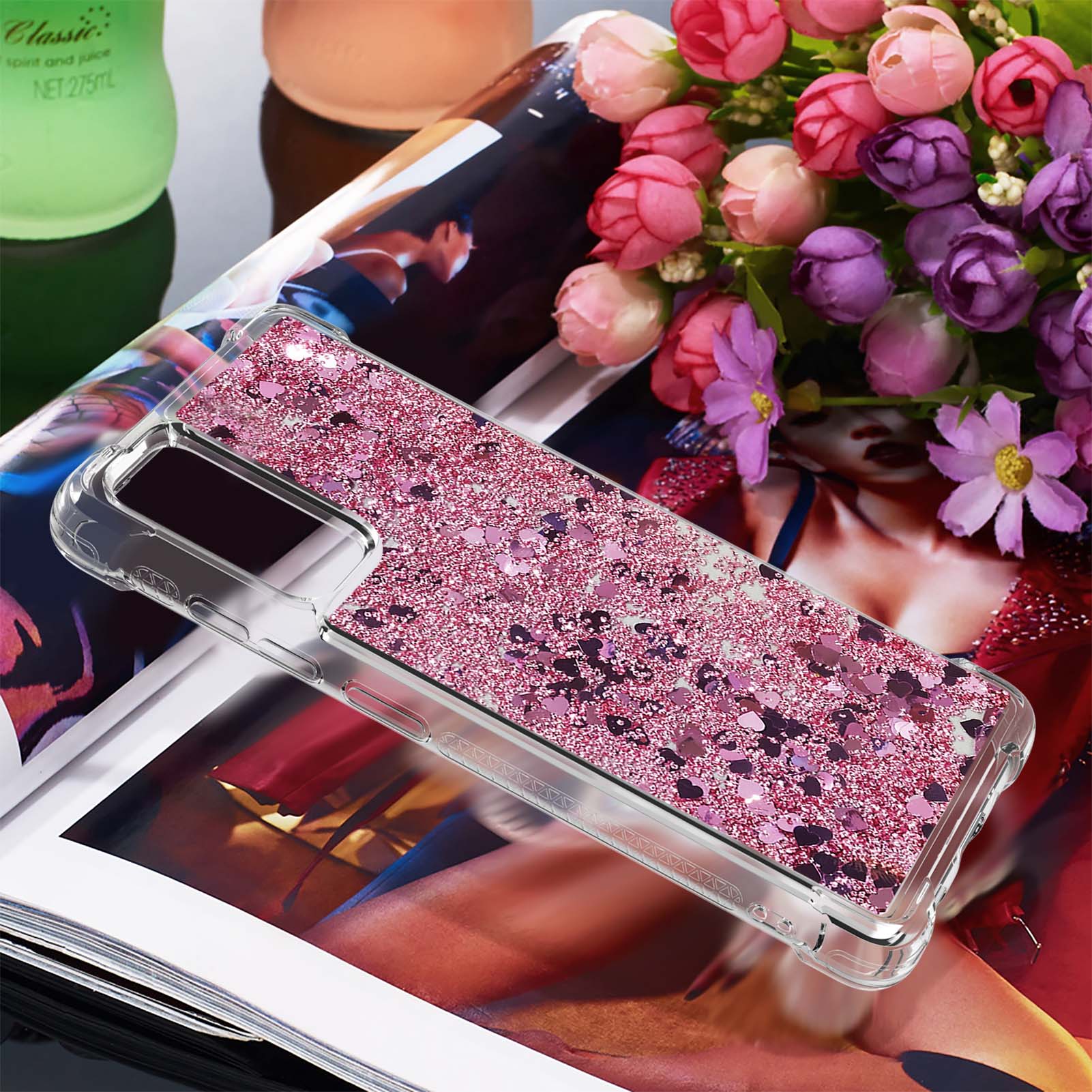 For Samsung Galaxy S20 FE 4G / FE 5G / S20 Lite / S20 FE 2022 TPU Case Quicksand YB Quicksand Series-1 Cell Phone Cover - Rose Gold / Hearts